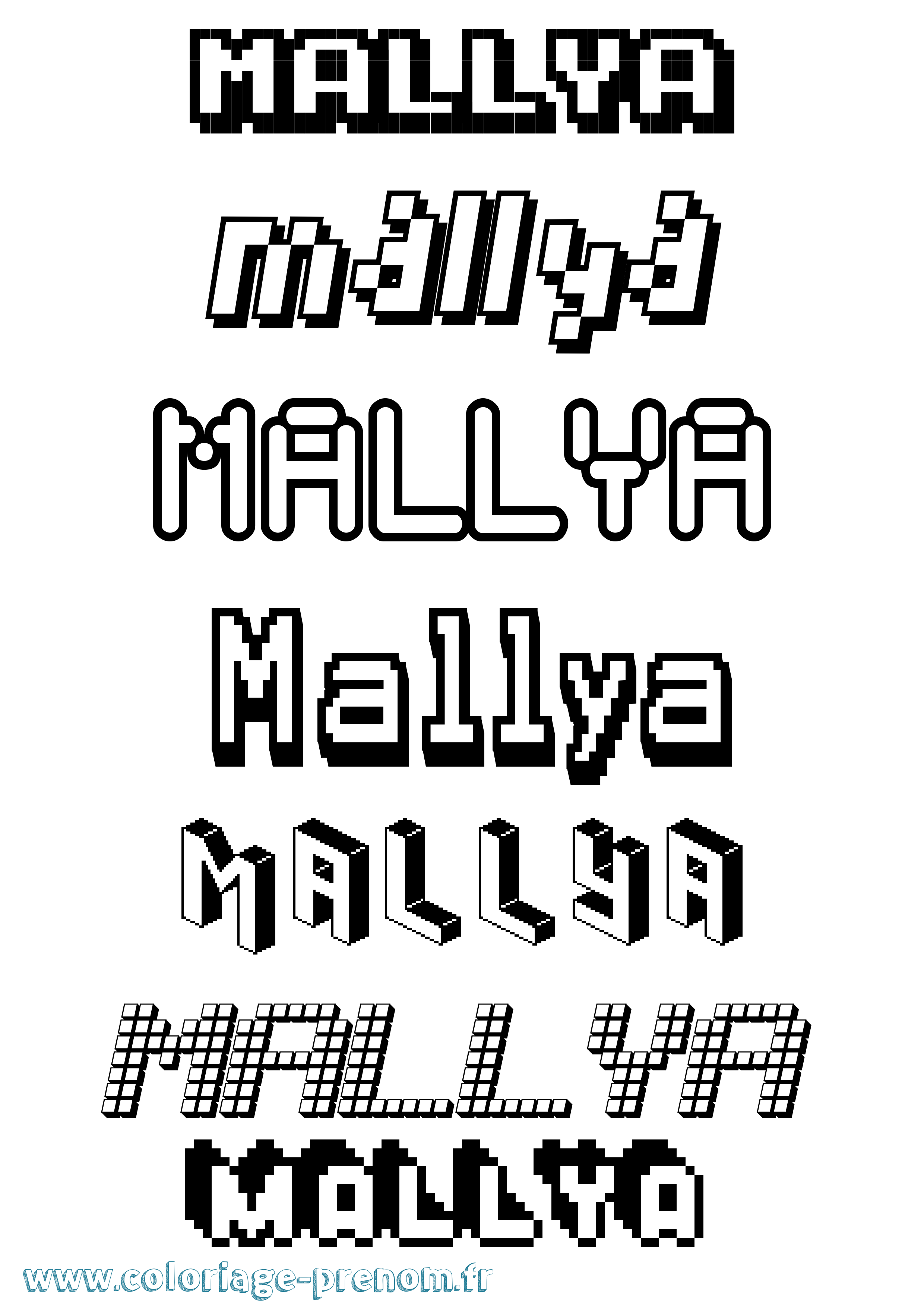 Coloriage Mallya Pixel Coloriage prénom Mallya Pixel