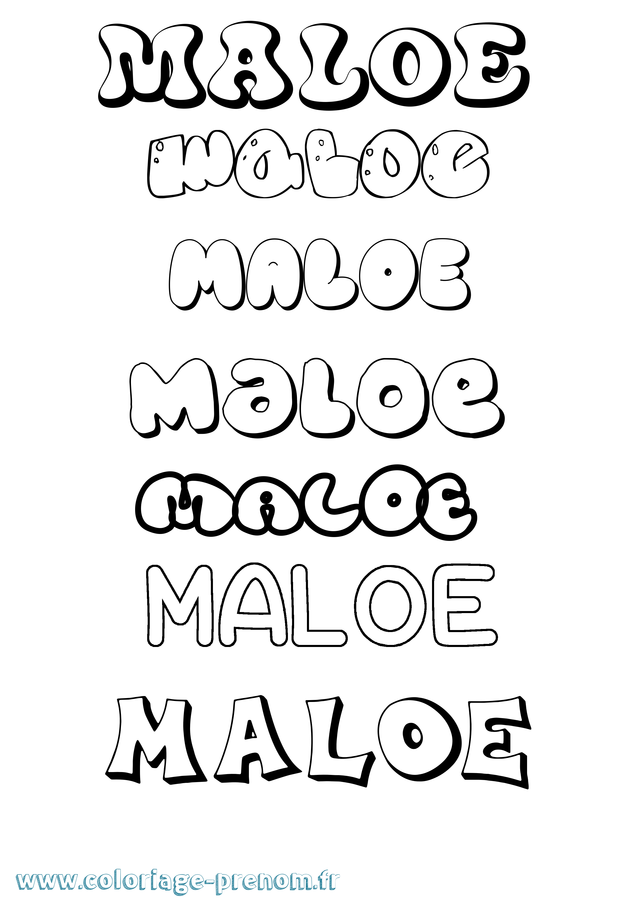 Coloriage Maloe Bubble Coloriage prénom Maloe Bubble