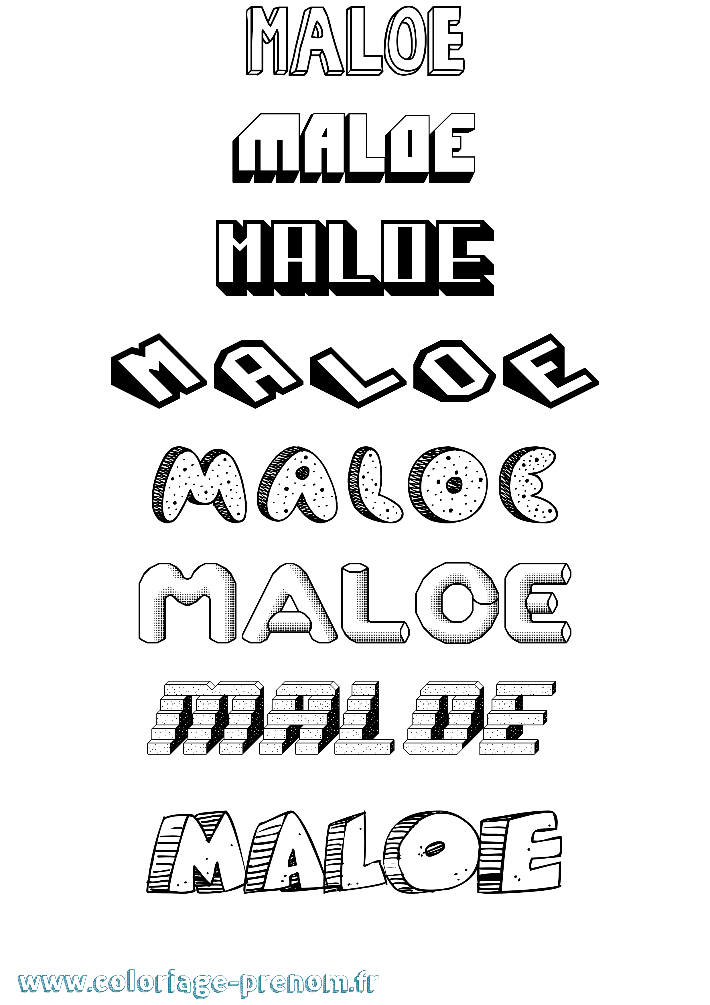 Coloriage Maloe Effet 3D Coloriage prénom Maloe Effet 3D