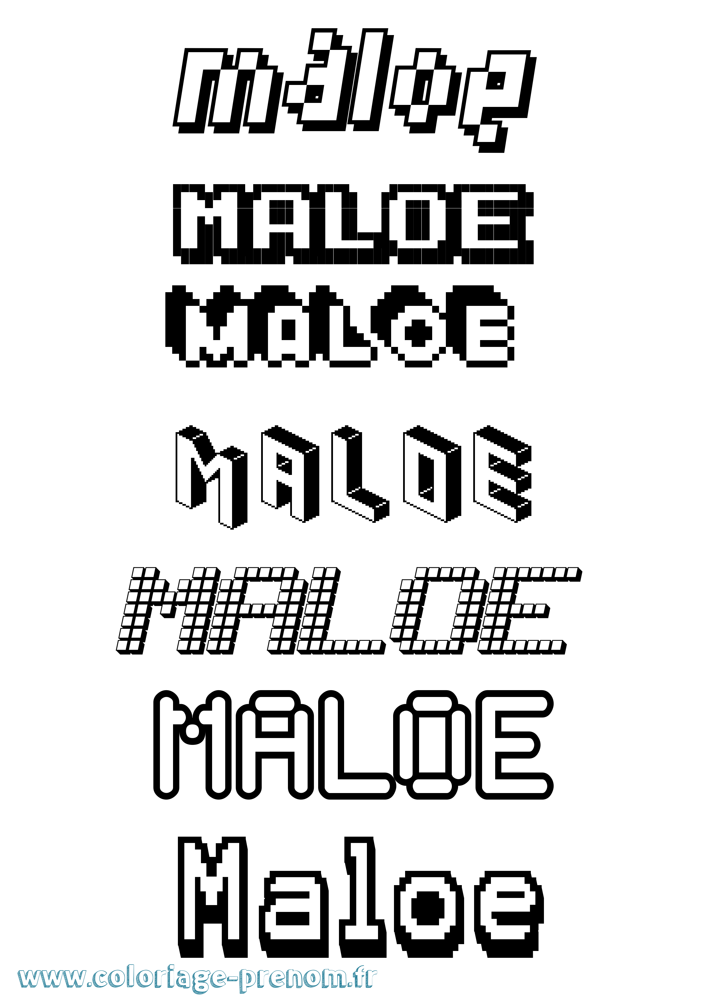 Coloriage Maloe Pixel Coloriage prénom Maloe Pixel