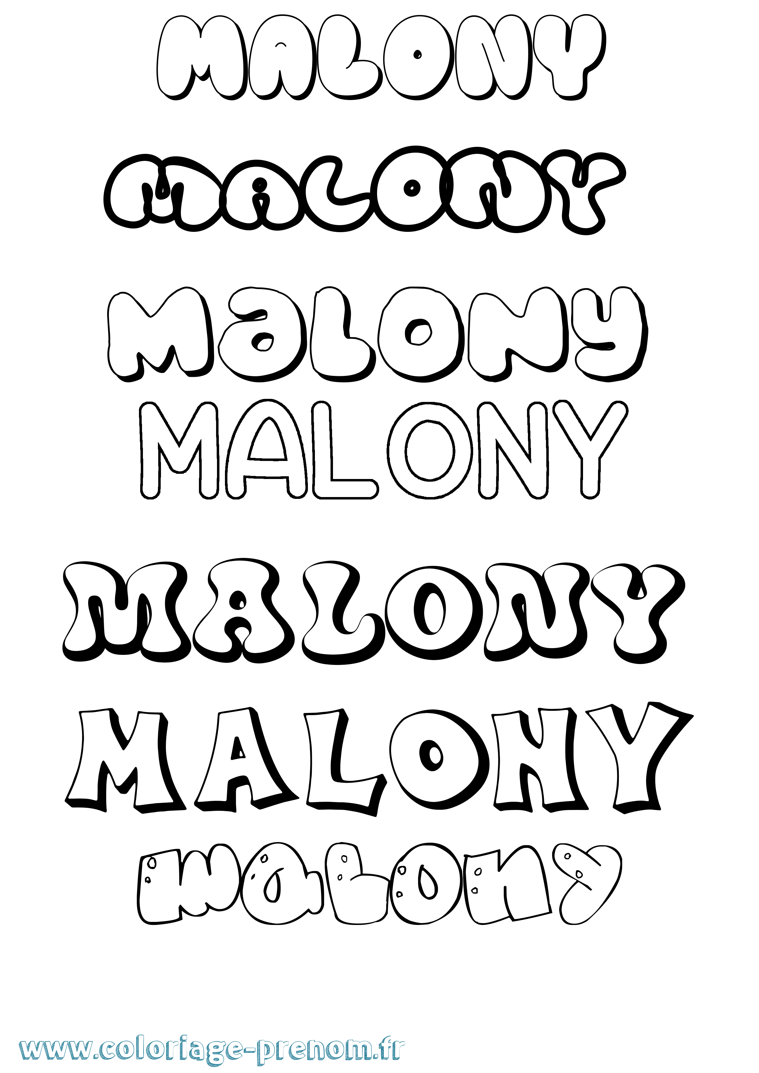 Coloriage Malony Bubble Coloriage prénom Malony Bubble
