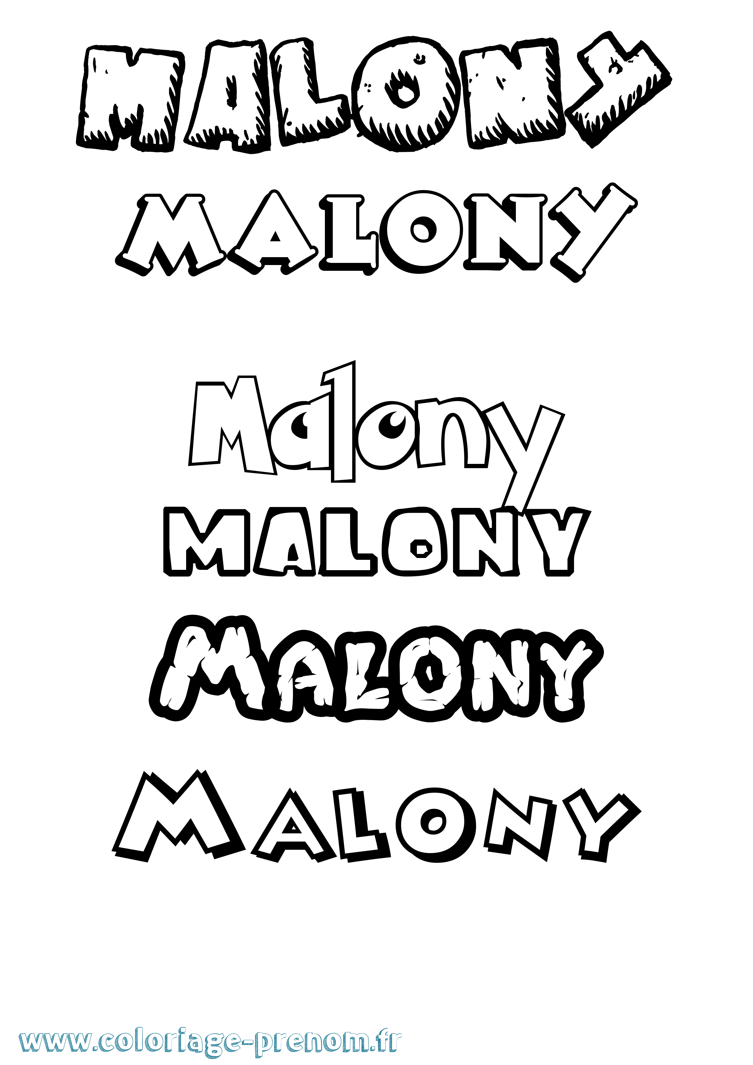 Coloriage Malony Dessin Animé Coloriage prénom Malony Dessin Animé