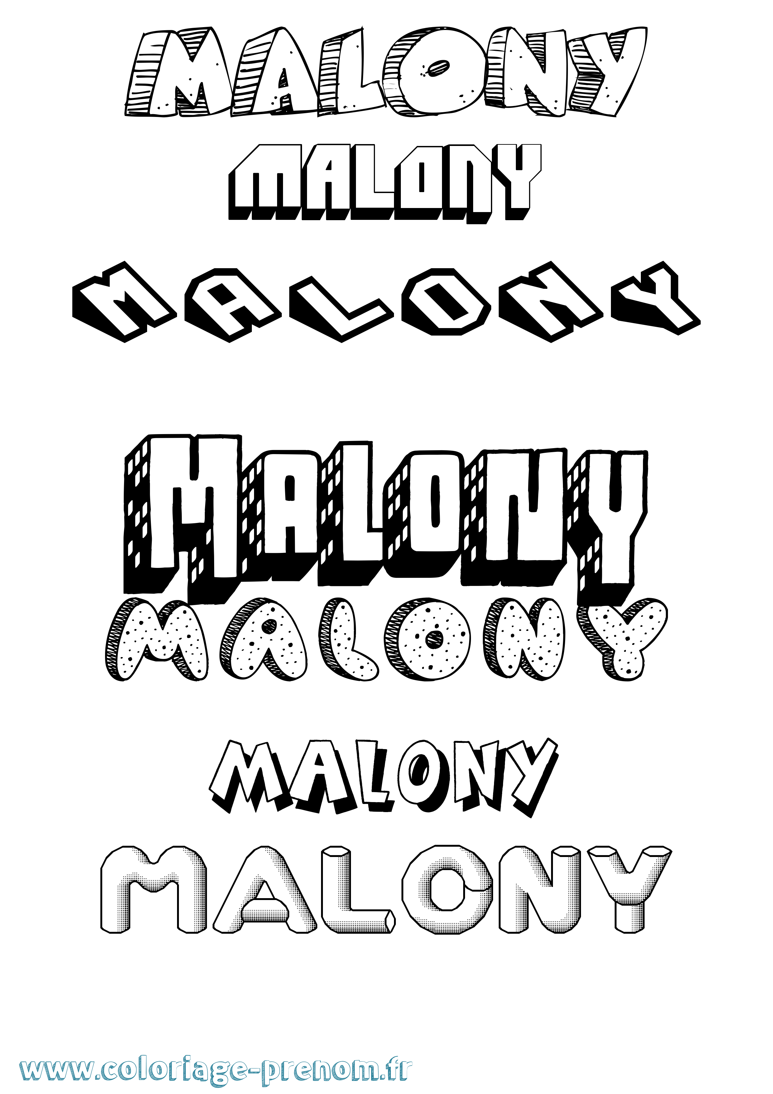 Coloriage Malony Effet 3D Coloriage prénom Malony Effet 3D