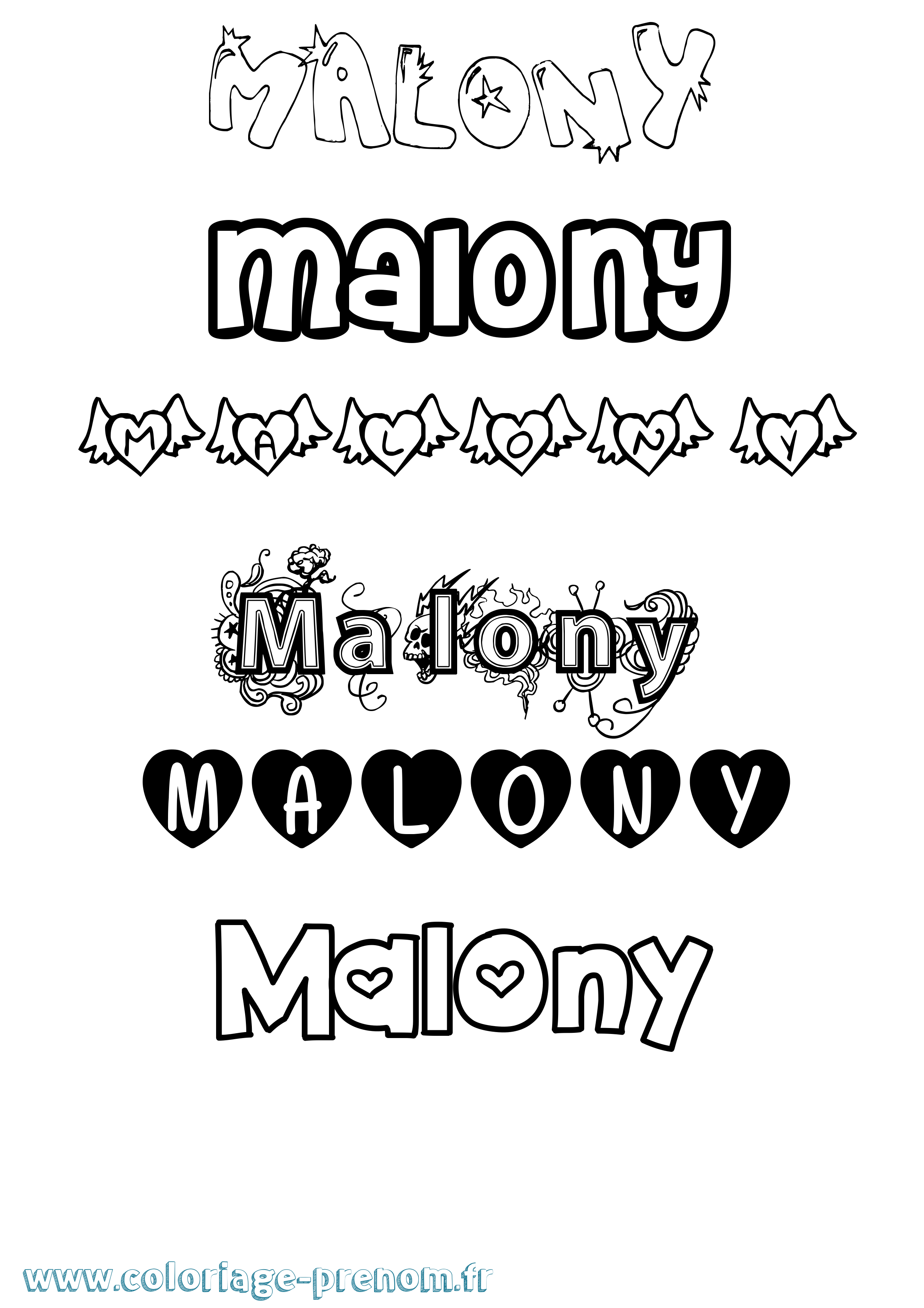 Coloriage Malony Girly Coloriage prénom Malony Girly