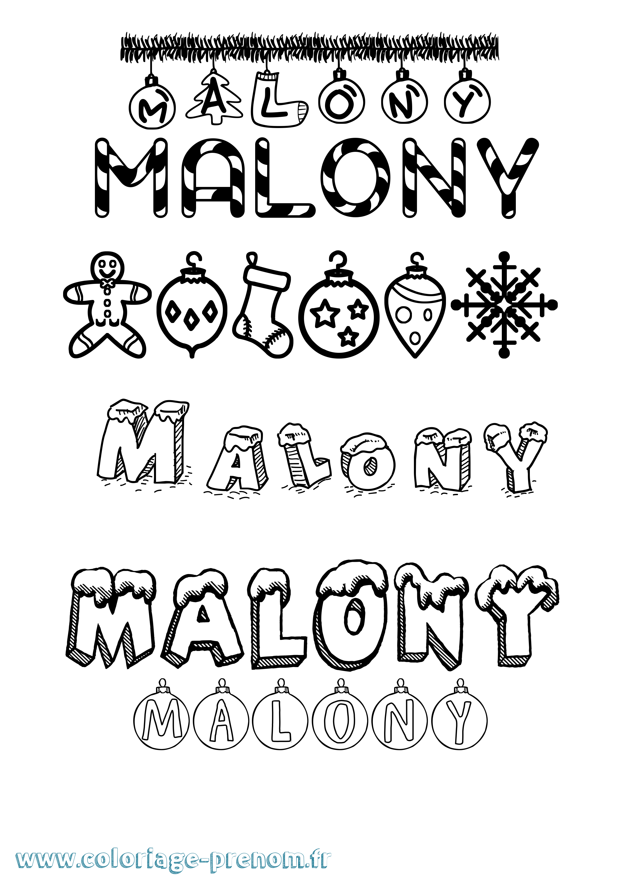Coloriage Malony Noël Coloriage prénom Malony Noël