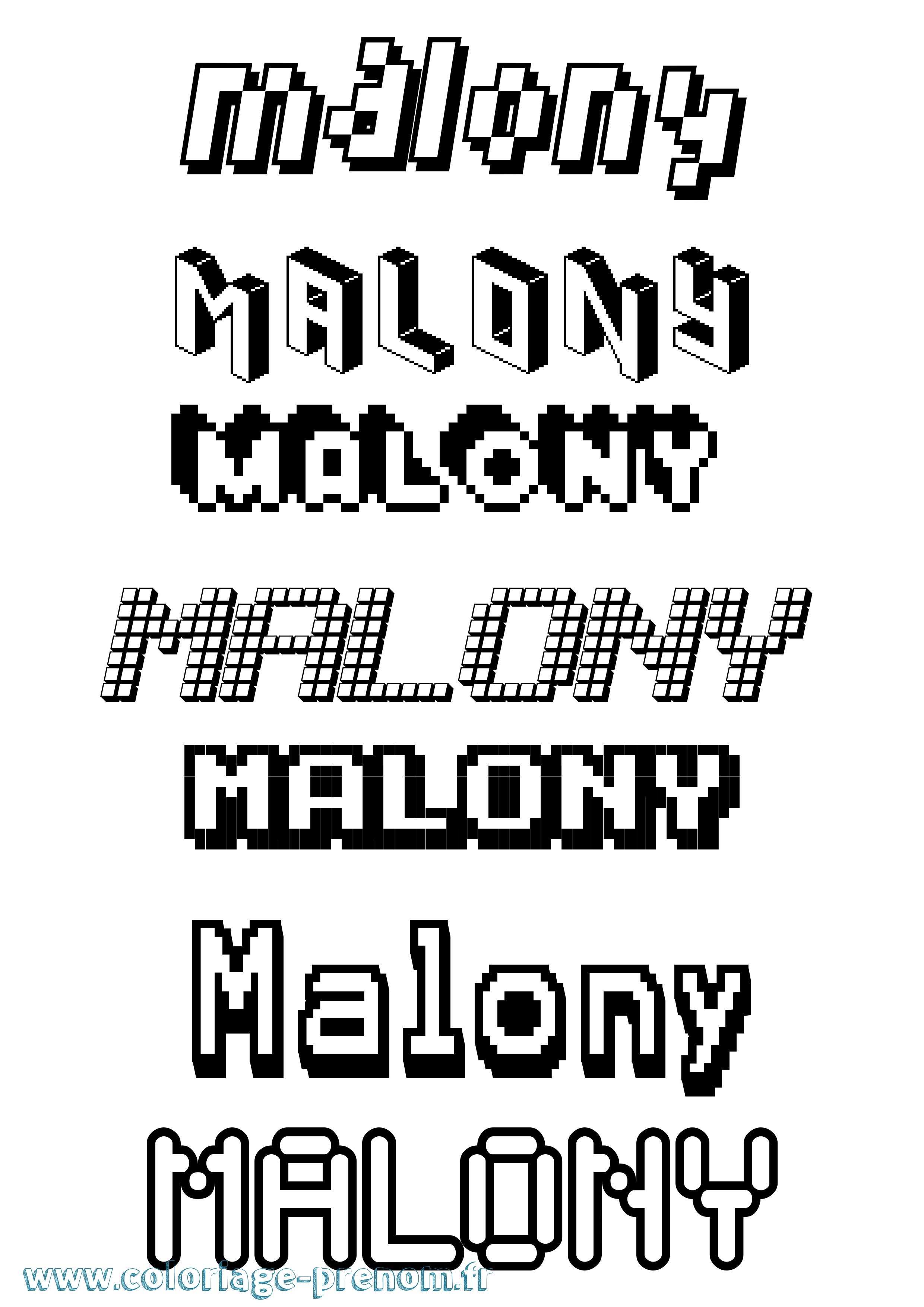 Coloriage Malony Pixel Coloriage prénom Malony Pixel