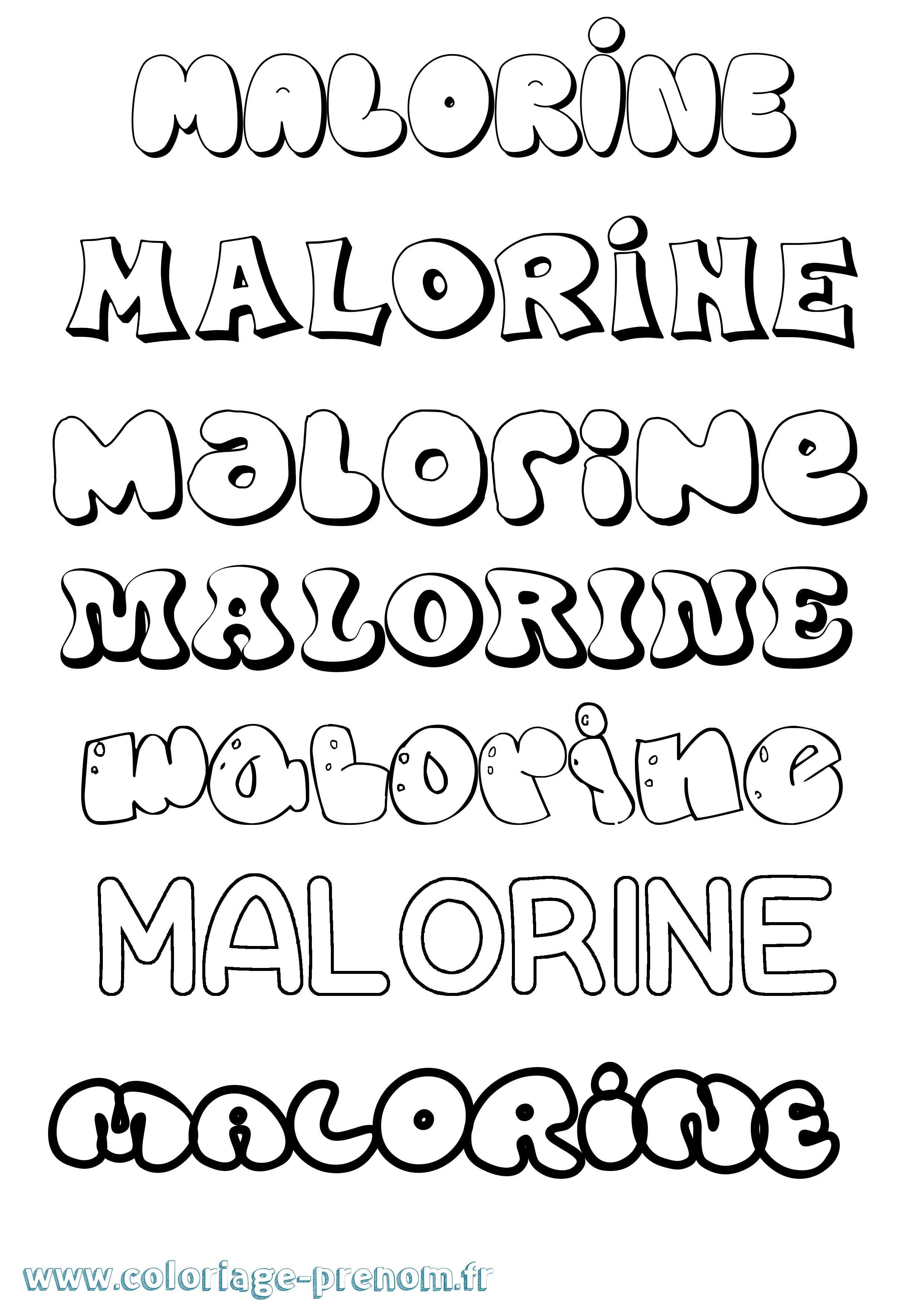 Coloriage Malorine Bubble Coloriage prénom Malorine Bubble