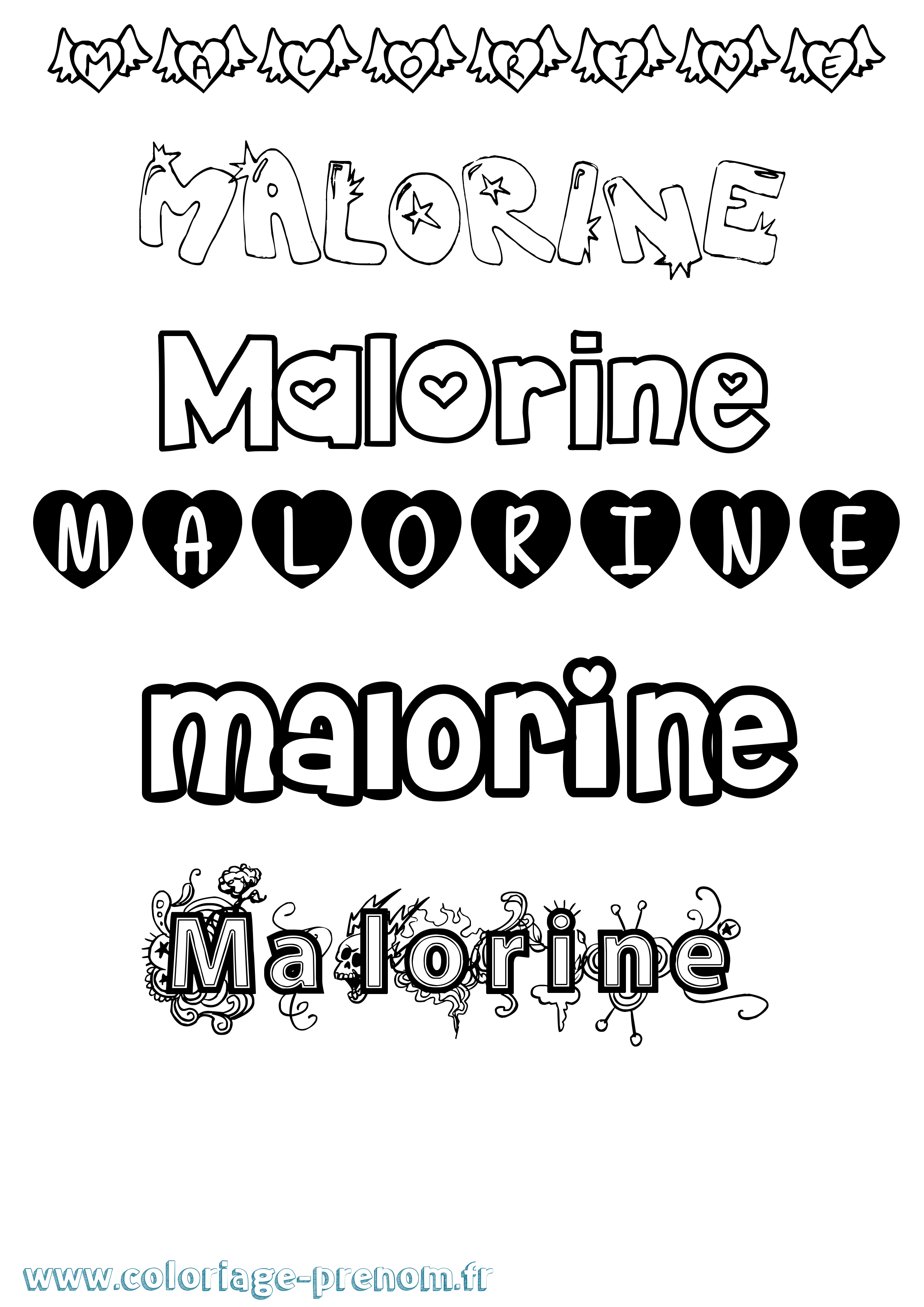 Coloriage Malorine Girly Coloriage prénom Malorine Girly