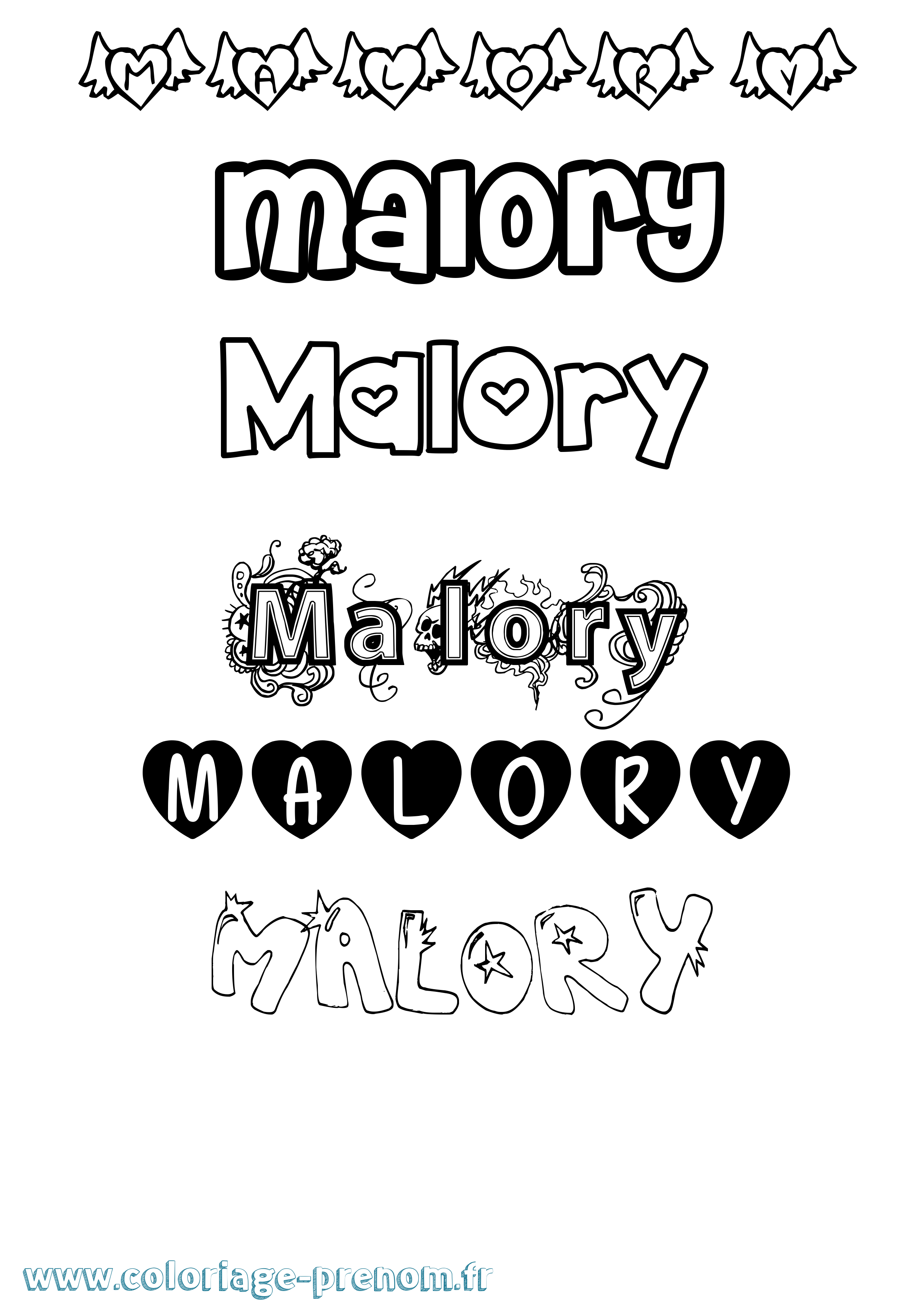 Coloriage Malory Girly Coloriage prénom Malory Girly