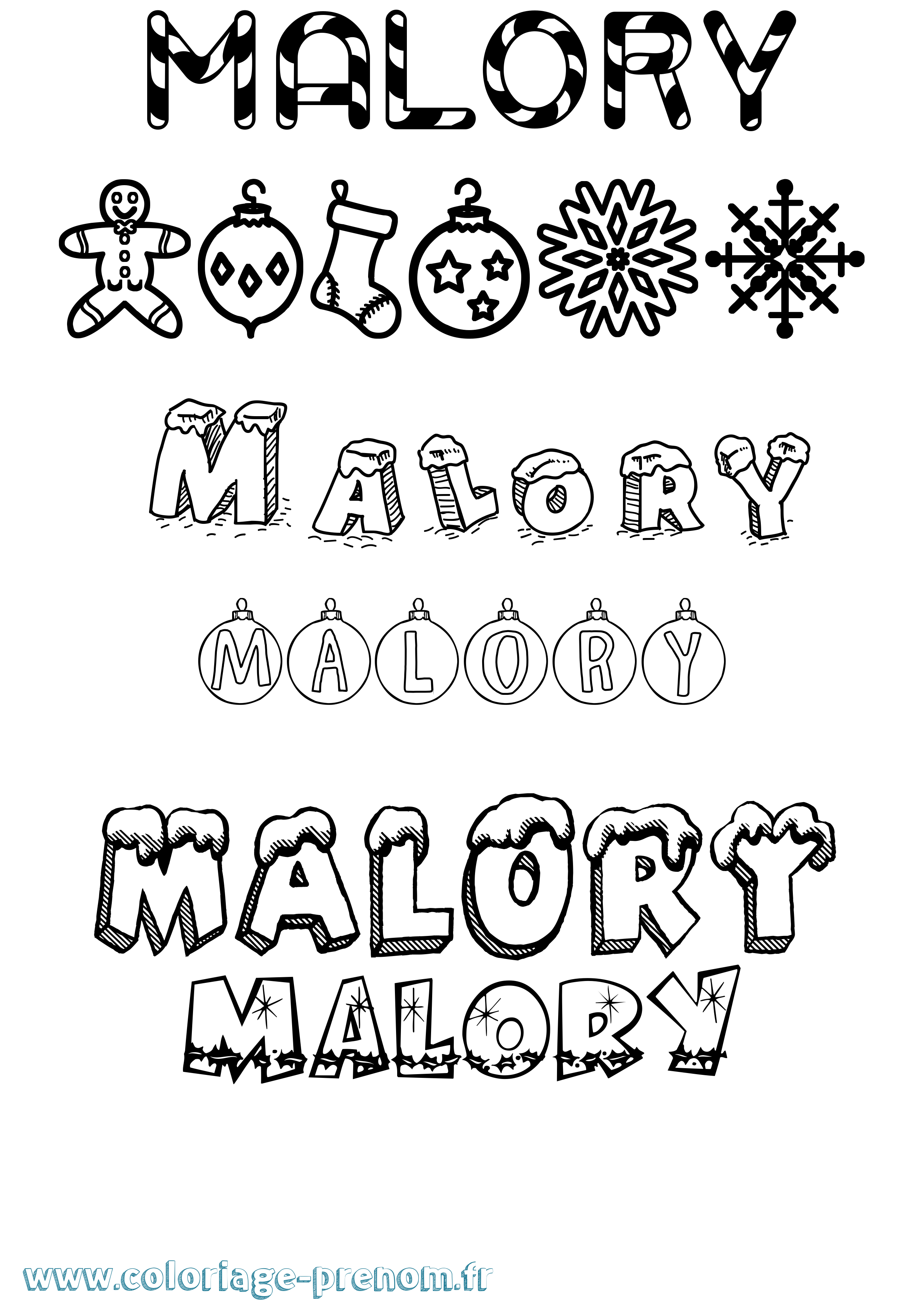 Coloriage Malory Noël Coloriage prénom Malory Noël