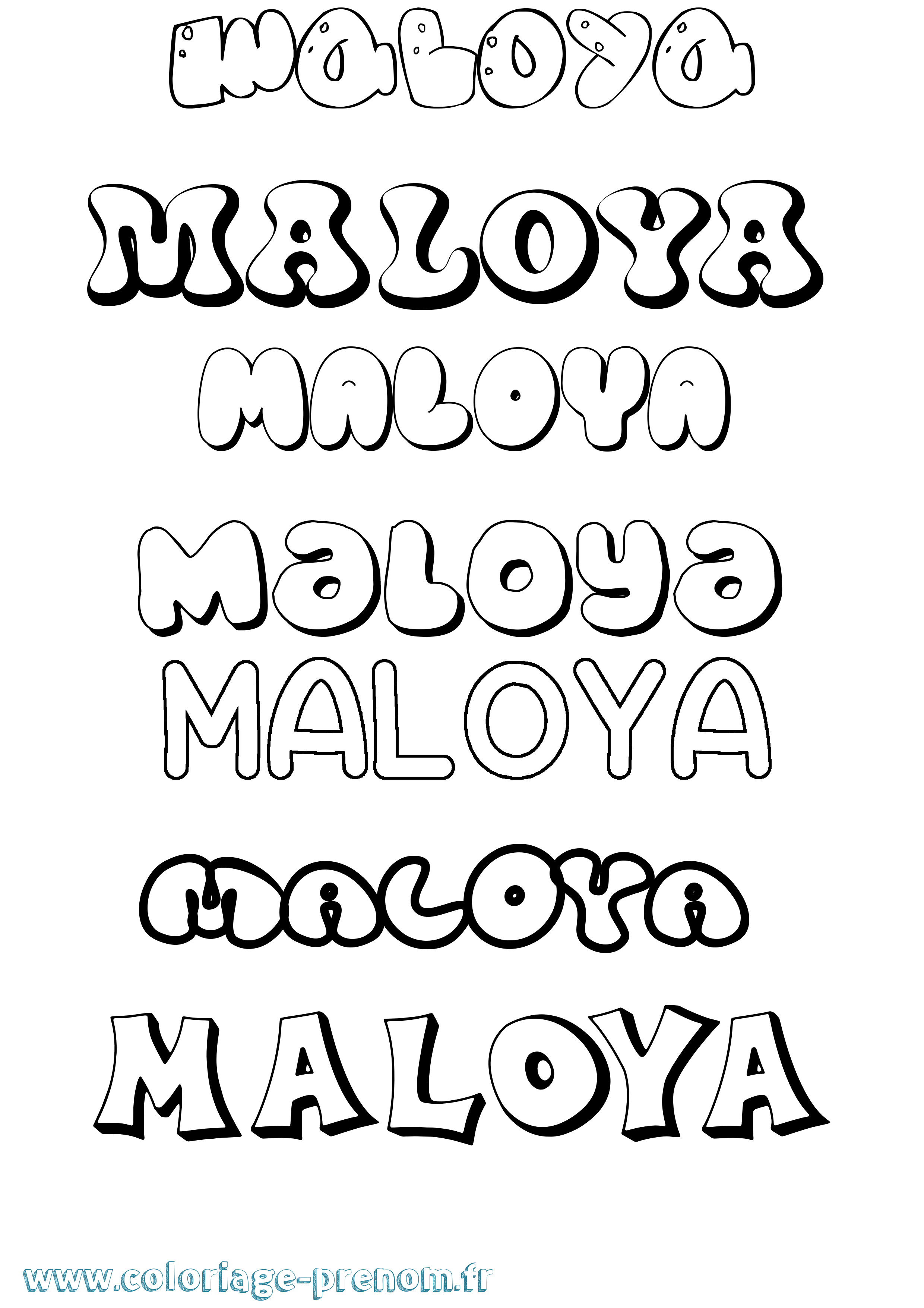 Coloriage Maloya Bubble Coloriage prénom Maloya Bubble