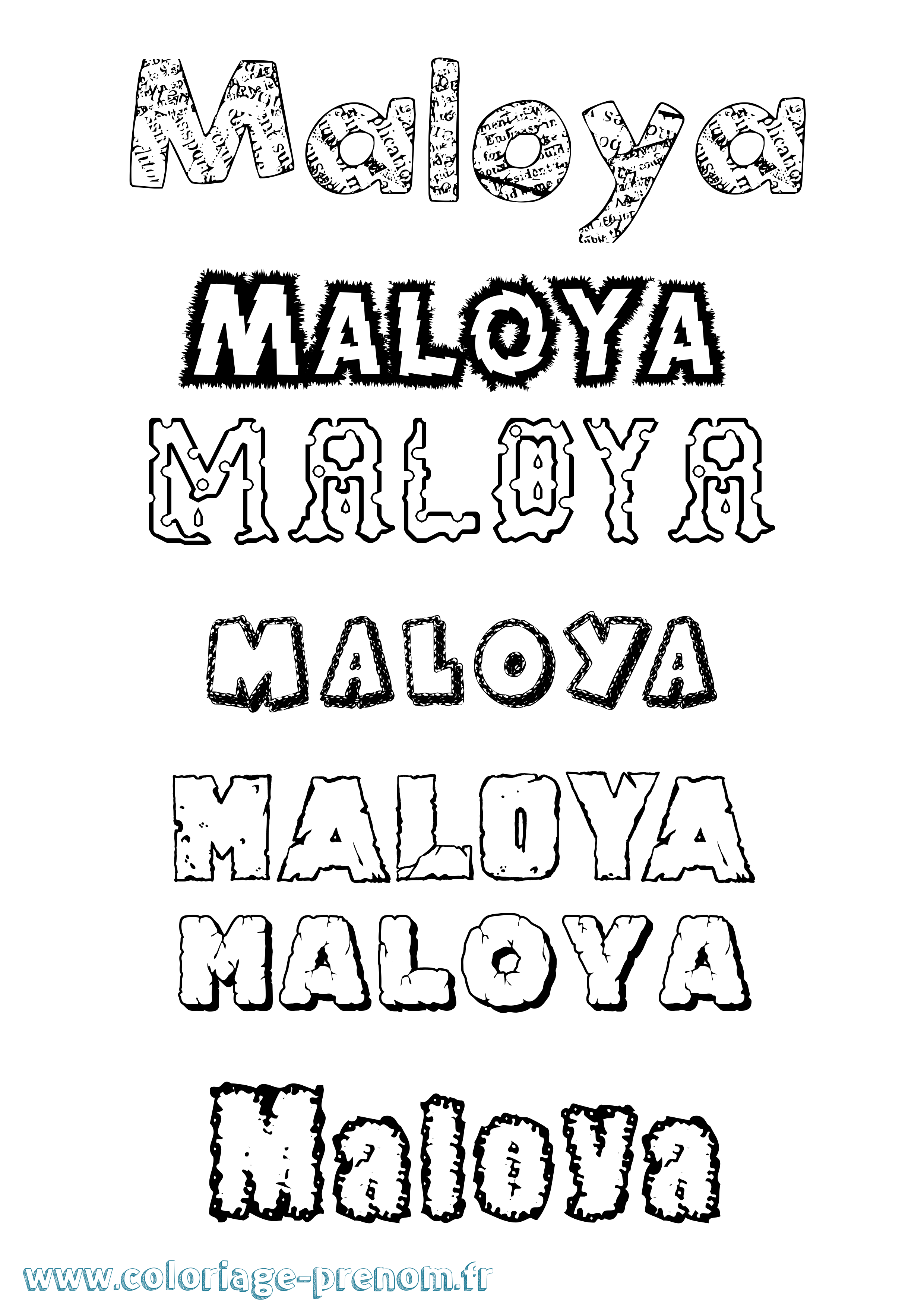 Coloriage Maloya Destructuré Coloriage prénom Maloya Destructuré