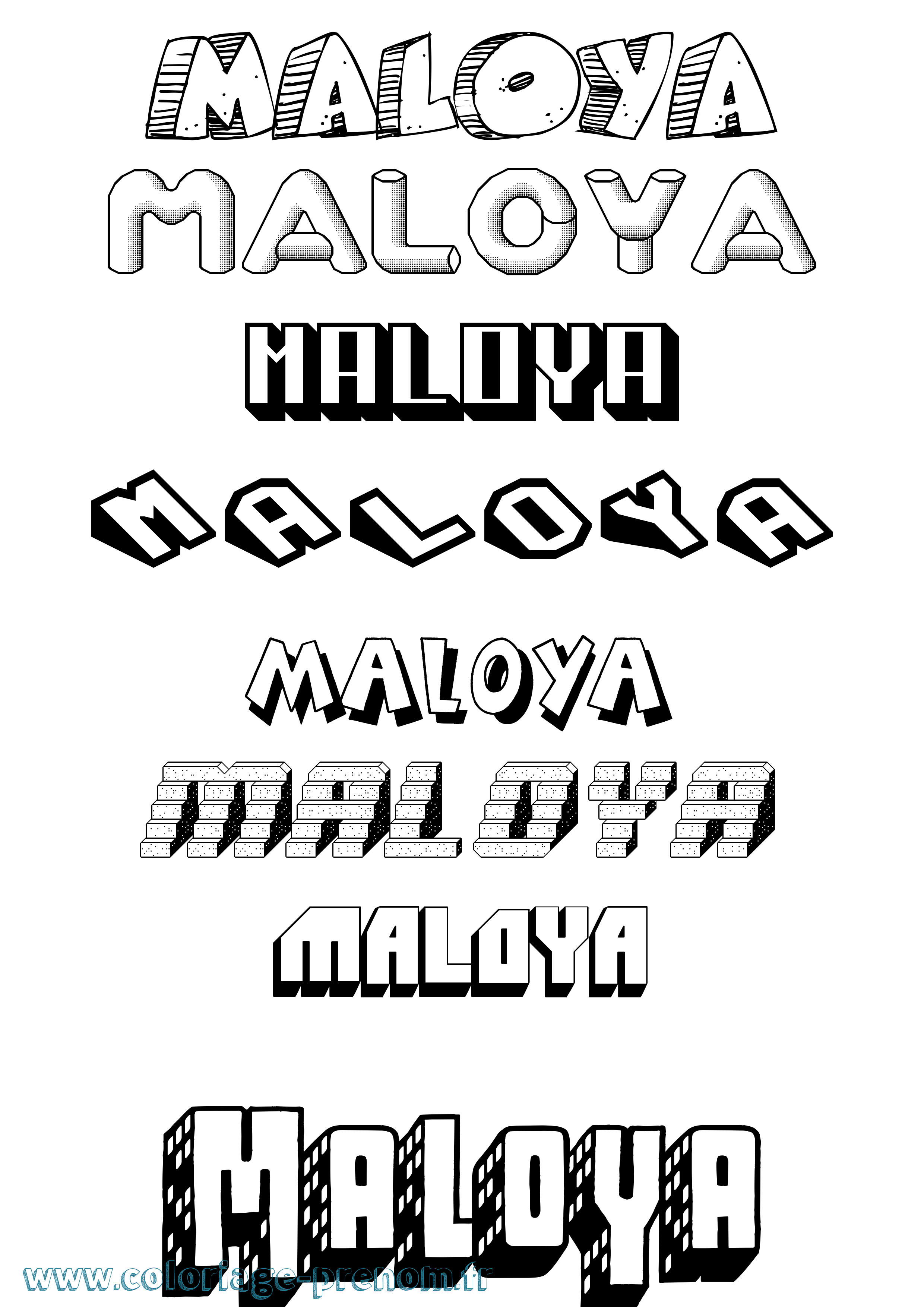 Coloriage Maloya Effet 3D Coloriage prénom Maloya Effet 3D