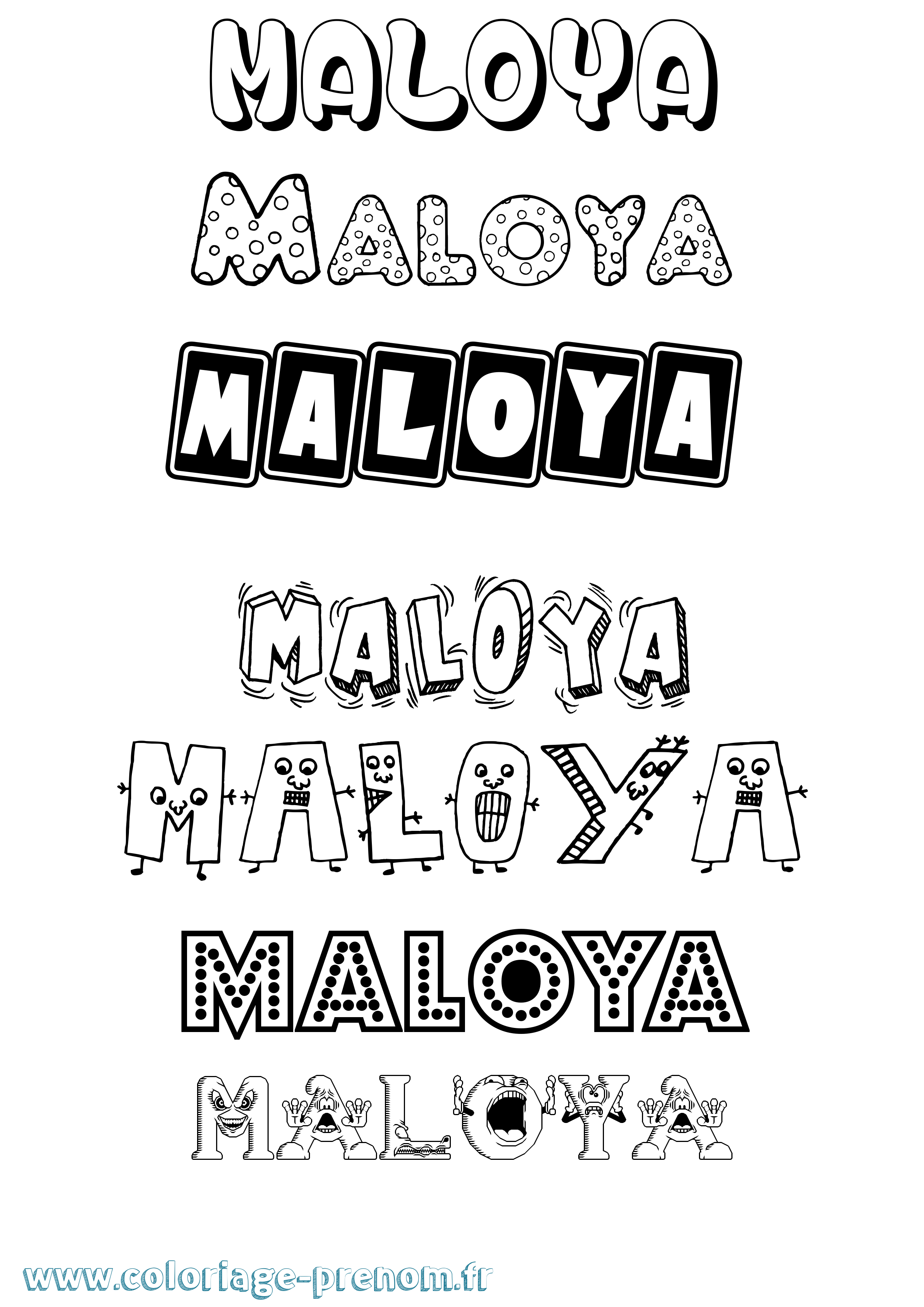 Coloriage Maloya Fun Coloriage prénom Maloya Fun