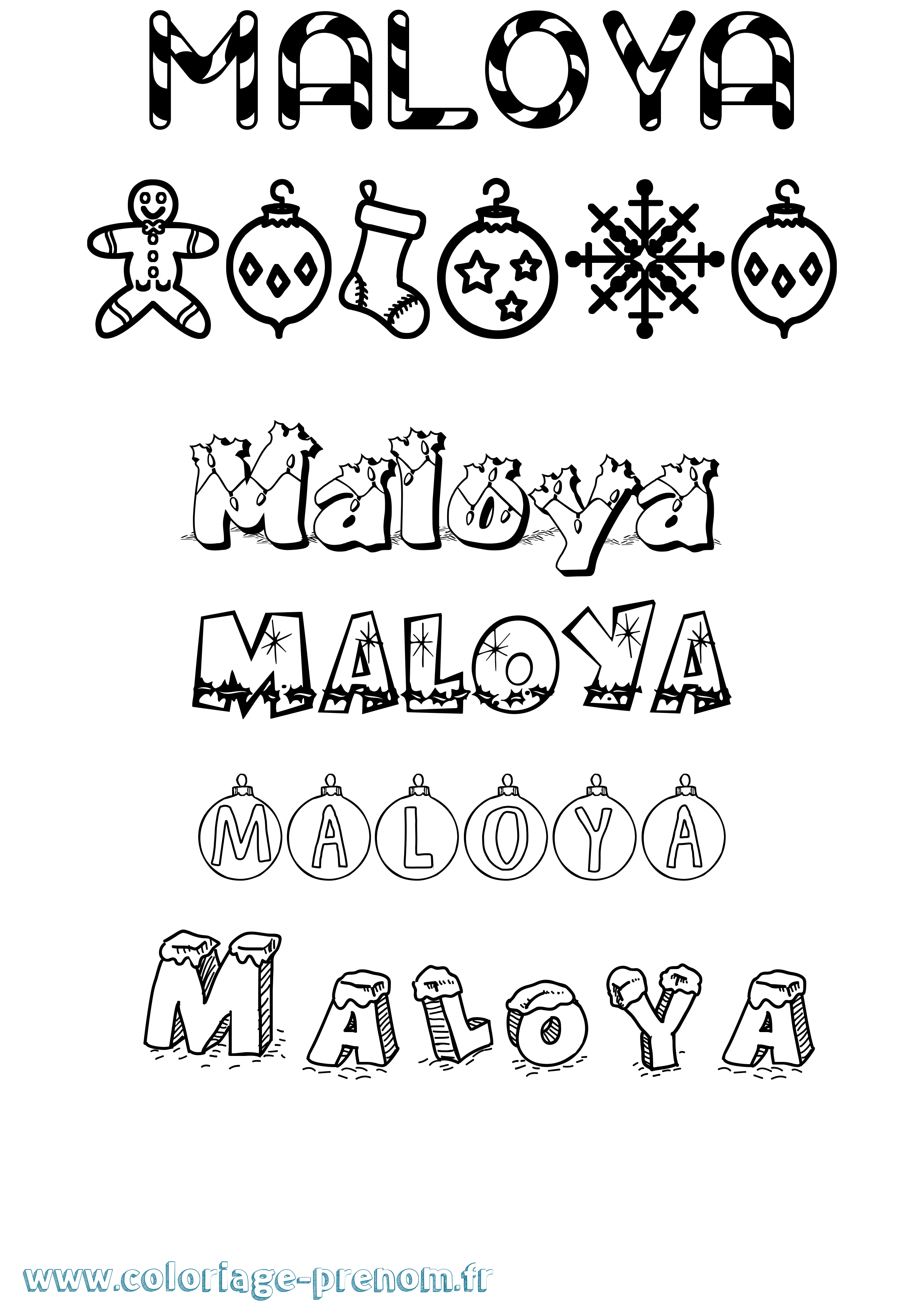 Coloriage Maloya Noël Coloriage prénom Maloya Noël