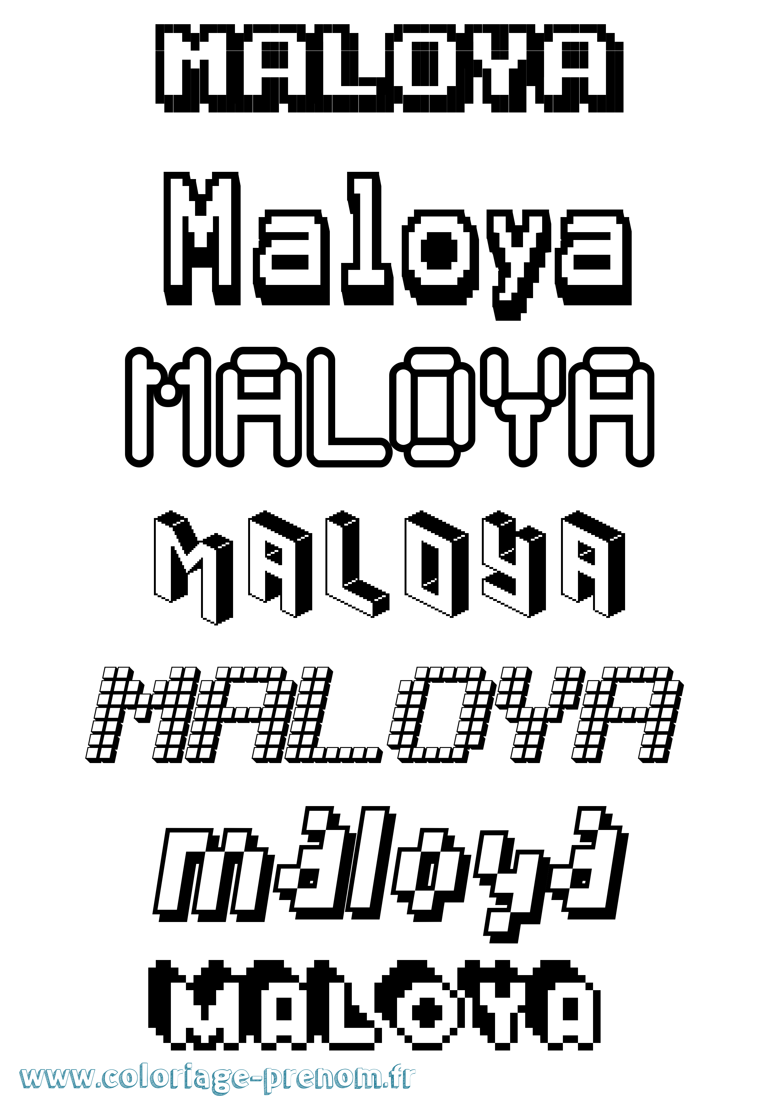 Coloriage Maloya Pixel Coloriage prénom Maloya Pixel