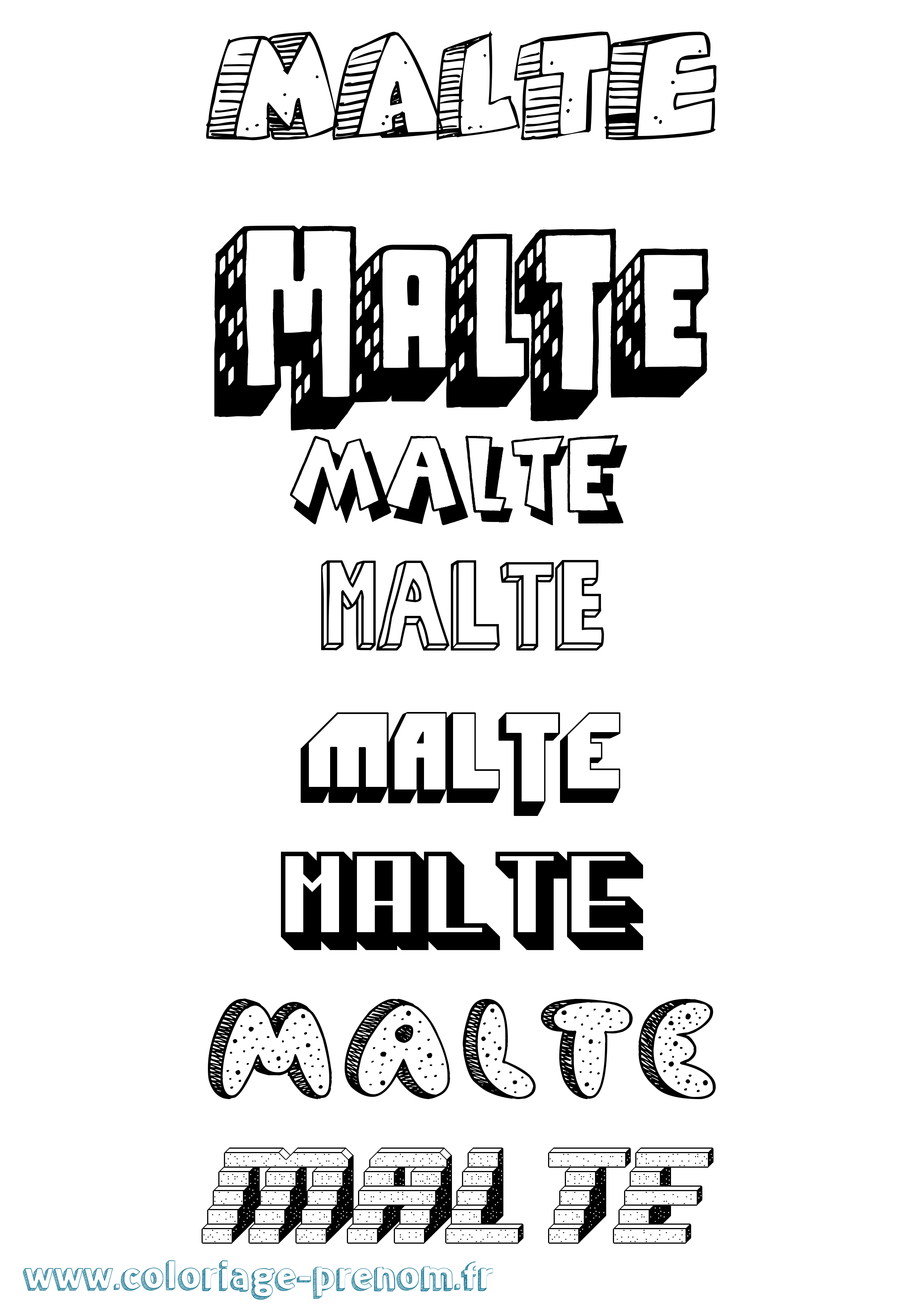 Coloriage Malte Effet 3D Coloriage prénom Malte Effet 3D