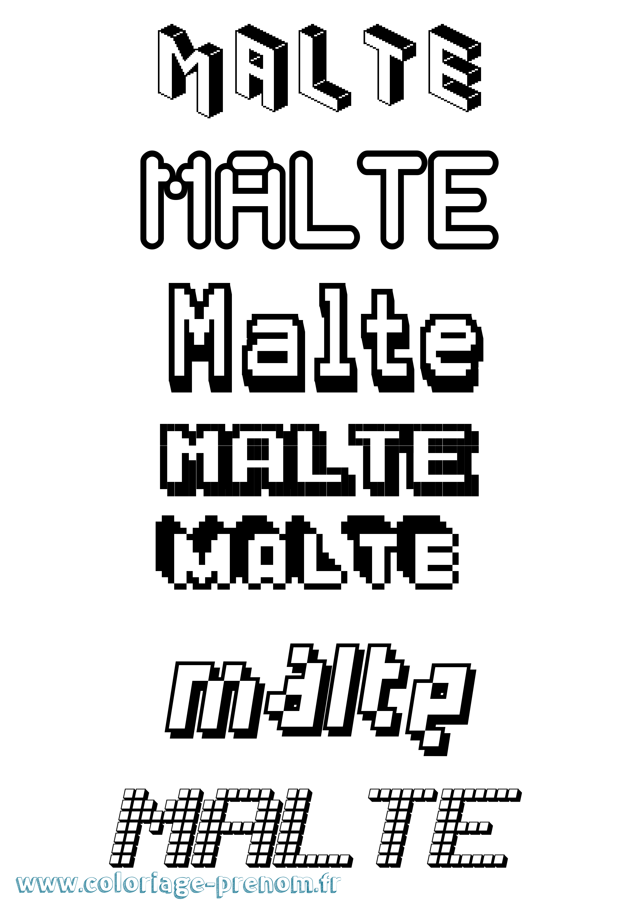 Coloriage Malte Pixel Coloriage prénom Malte Pixel