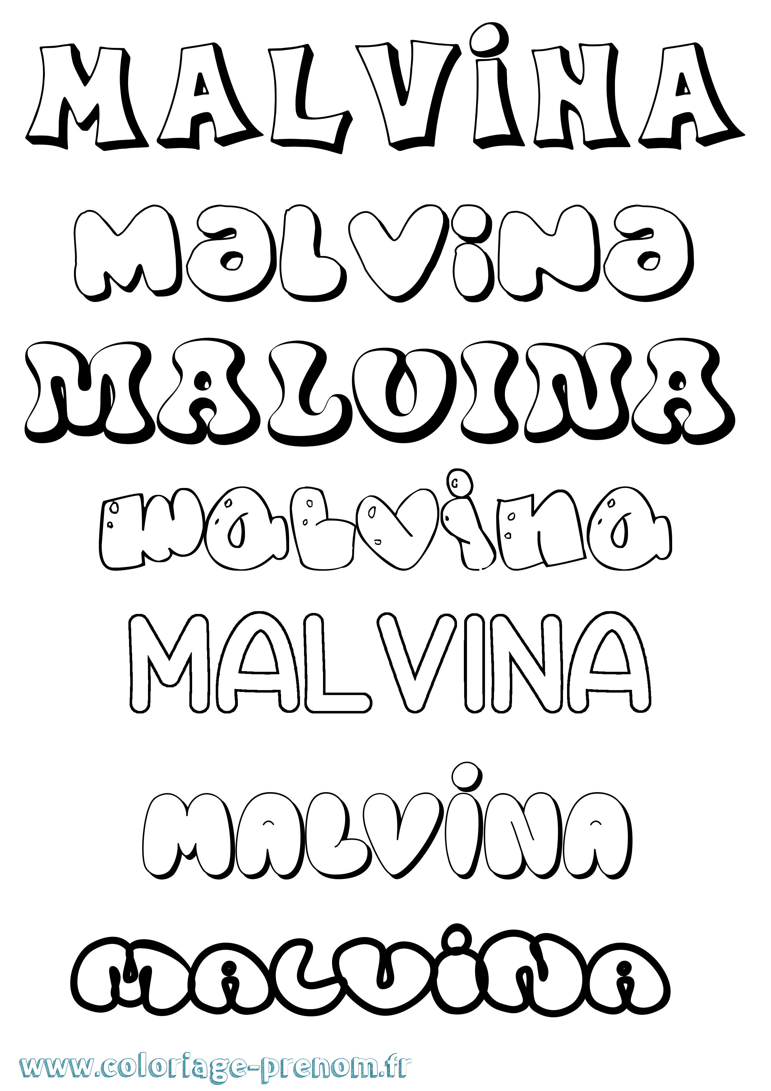 Coloriage Malvina Bubble Coloriage prénom Malvina Bubble