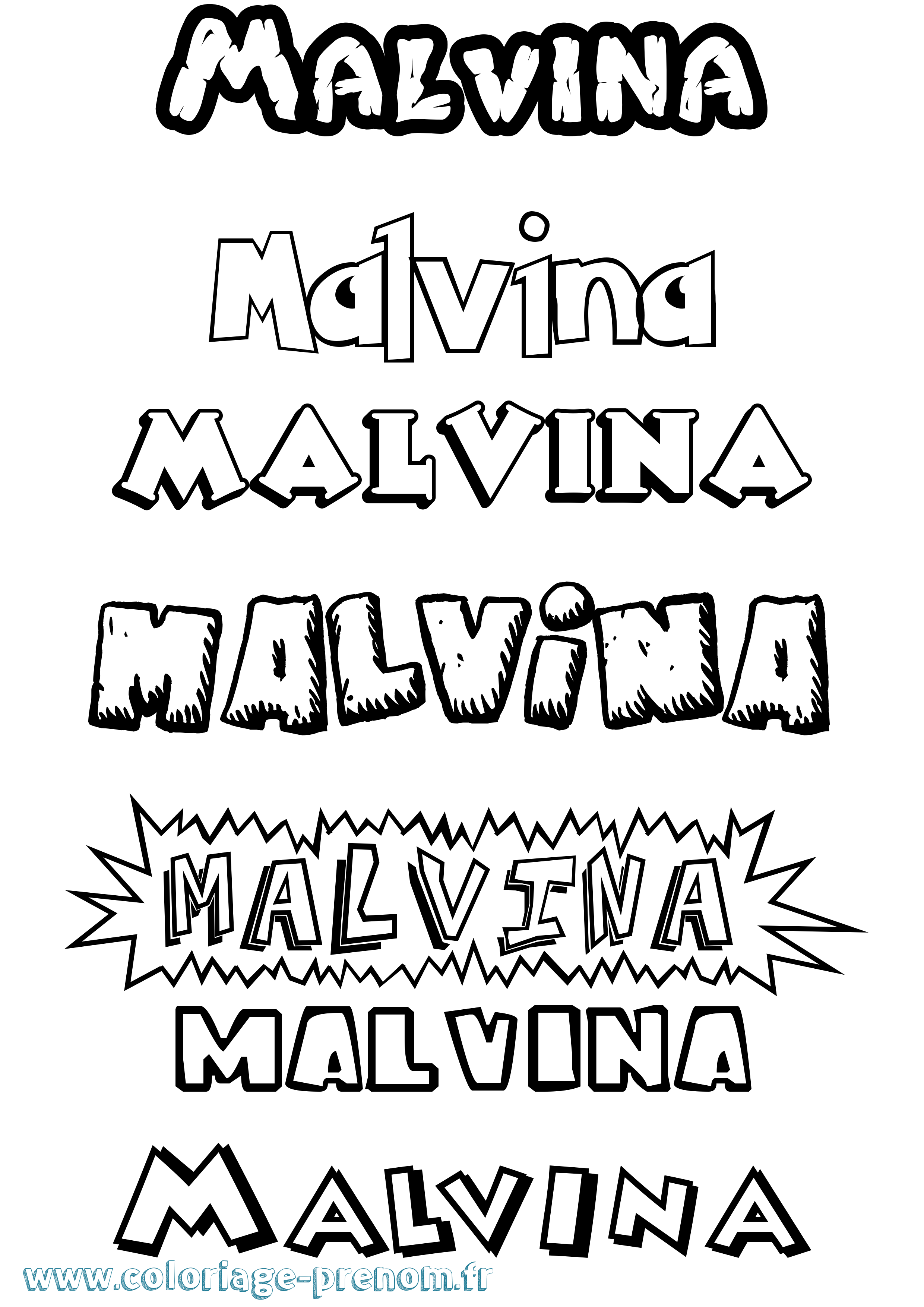 Coloriage Malvina Dessin Animé Coloriage prénom Malvina Dessin Animé