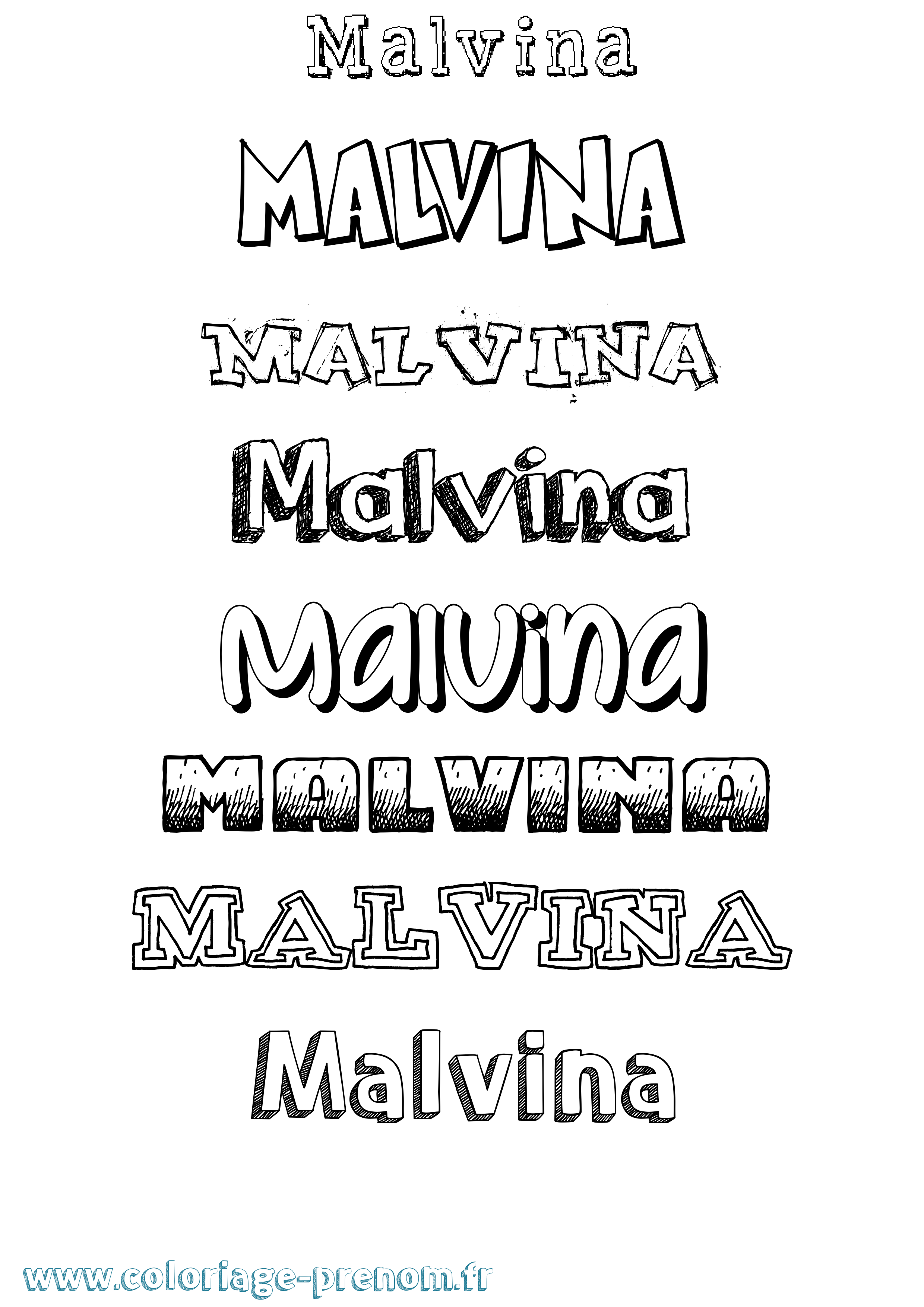 Coloriage Malvina Dessiné Coloriage prénom Malvina Dessiné