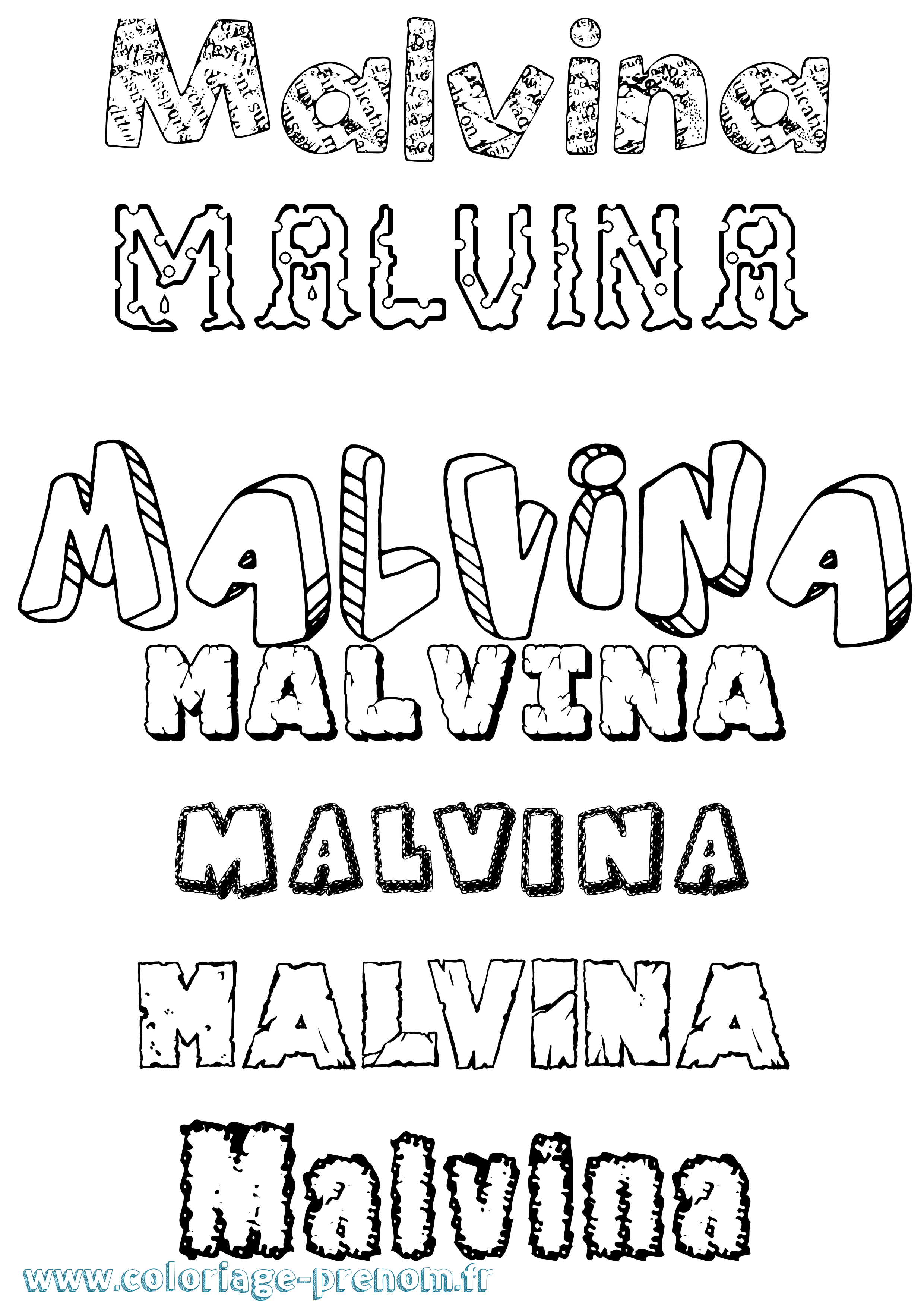 Coloriage Malvina Destructuré Coloriage prénom Malvina Destructuré