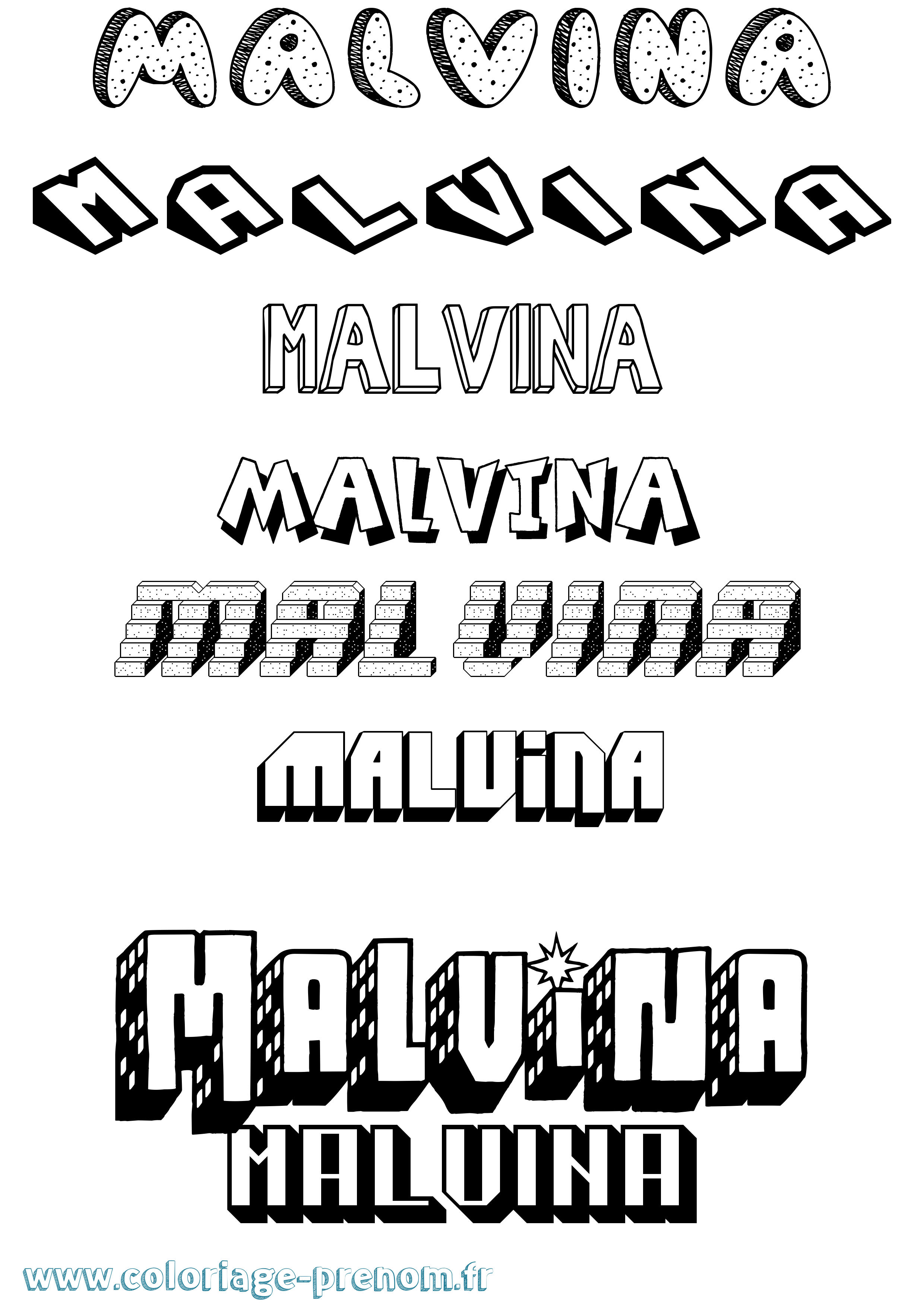 Coloriage Malvina Effet 3D Coloriage prénom Malvina Effet 3D