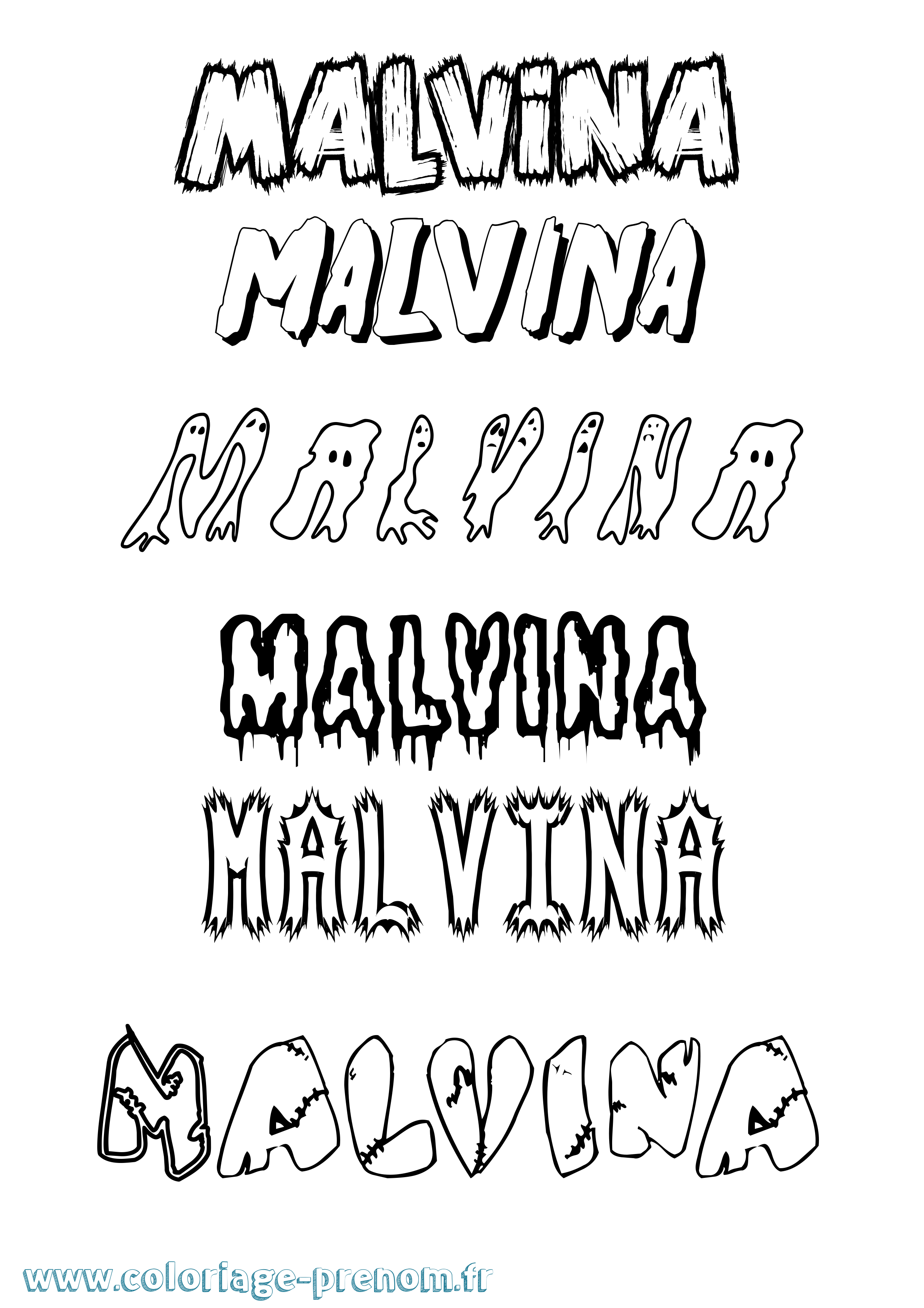 Coloriage Malvina Frisson Coloriage prénom Malvina Frisson
