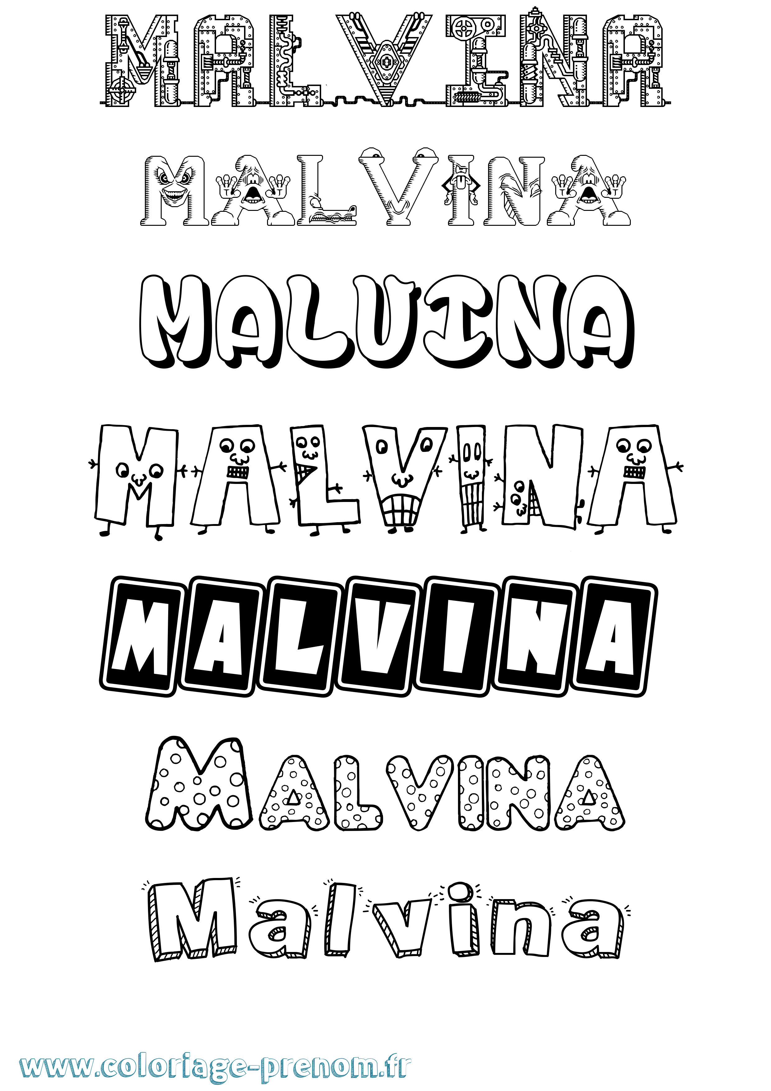 Coloriage Malvina Fun Coloriage prénom Malvina Fun