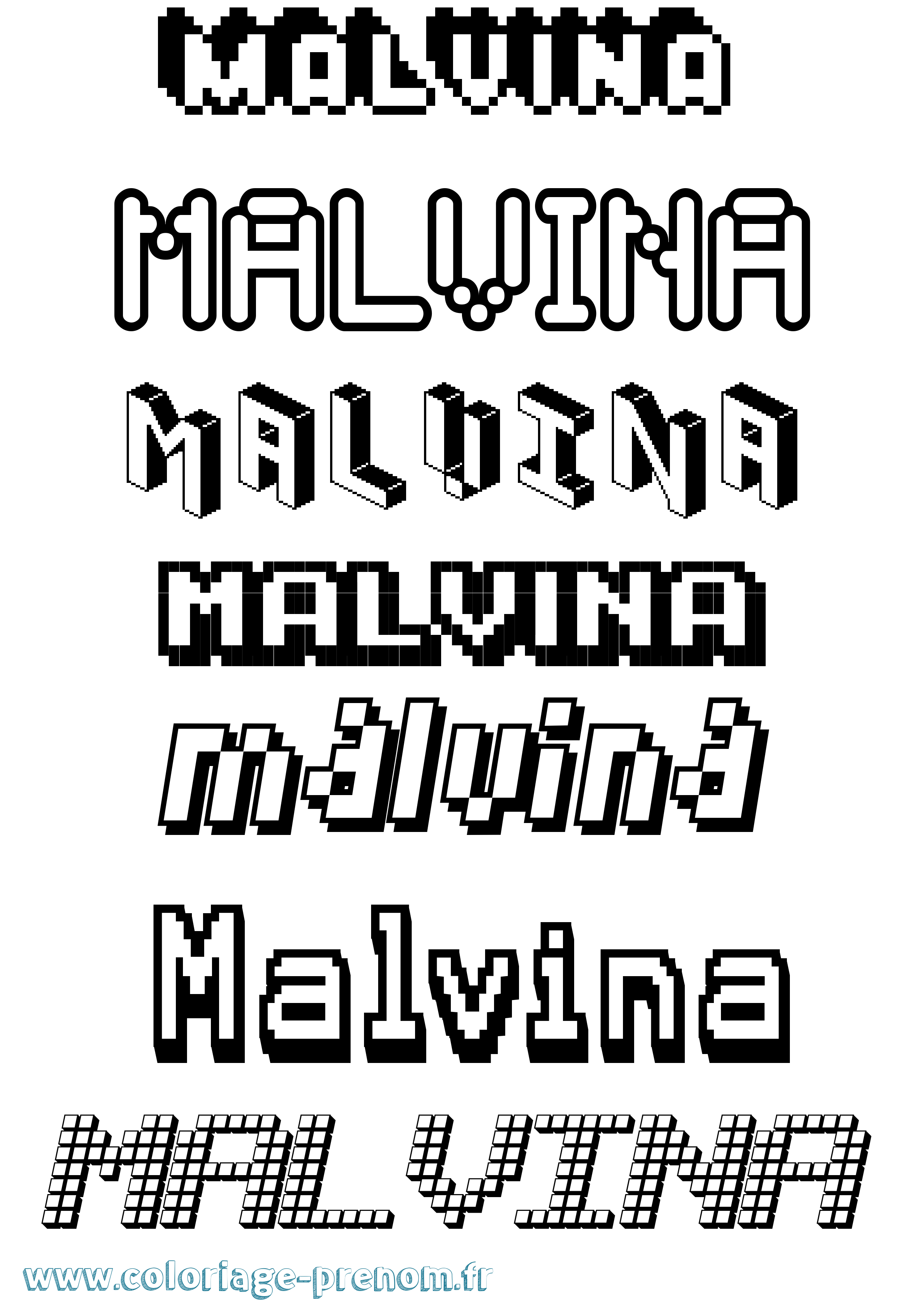 Coloriage Malvina Pixel Coloriage prénom Malvina Pixel