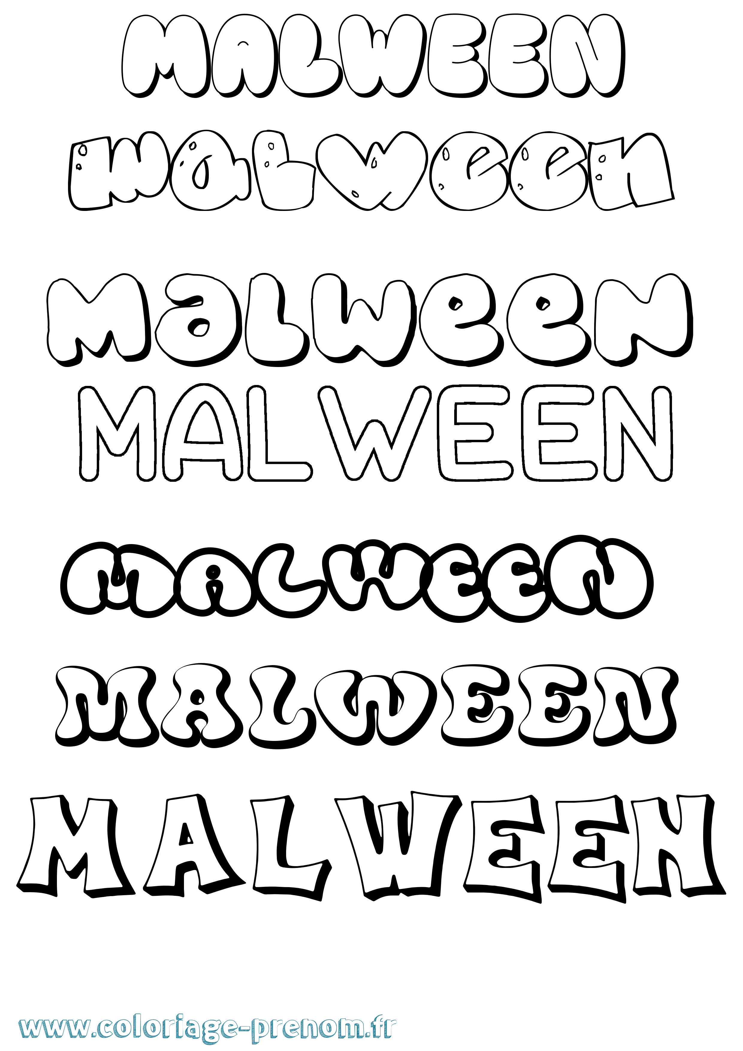 Coloriage Malween Bubble Coloriage prénom Malween Bubble