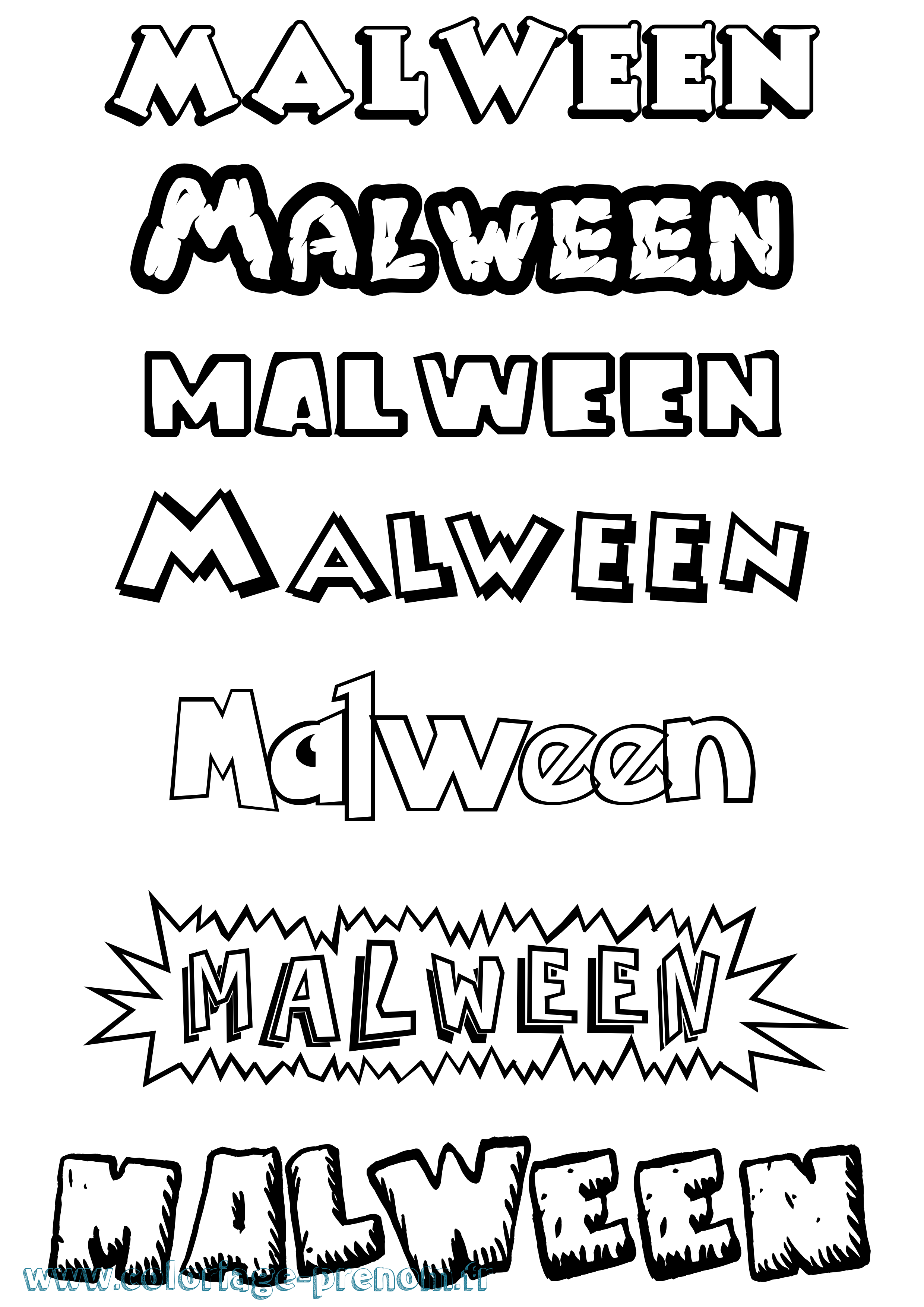 Coloriage Malween Dessin Animé Coloriage prénom Malween Dessin Animé