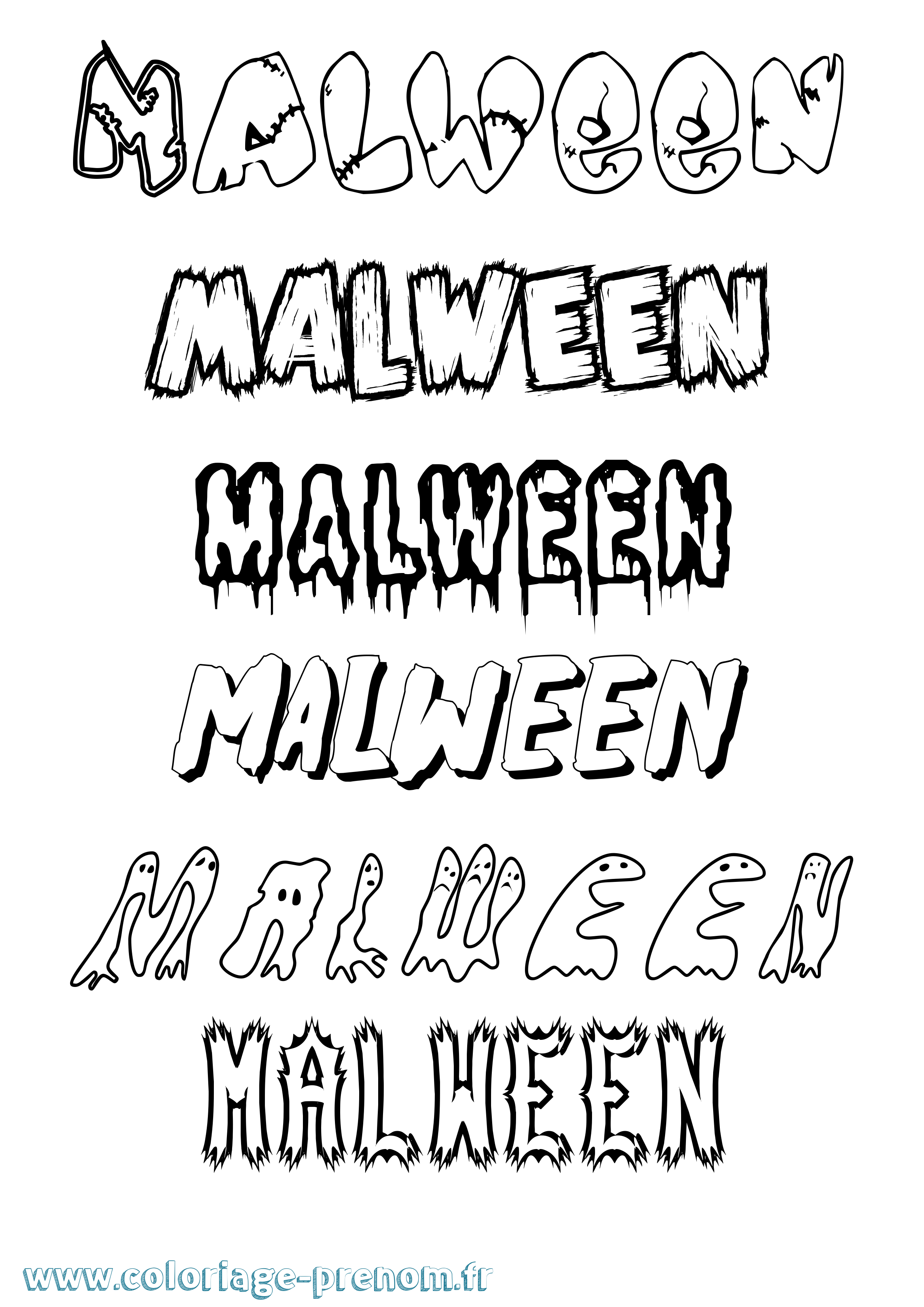 Coloriage Malween Frisson Coloriage prénom Malween Frisson