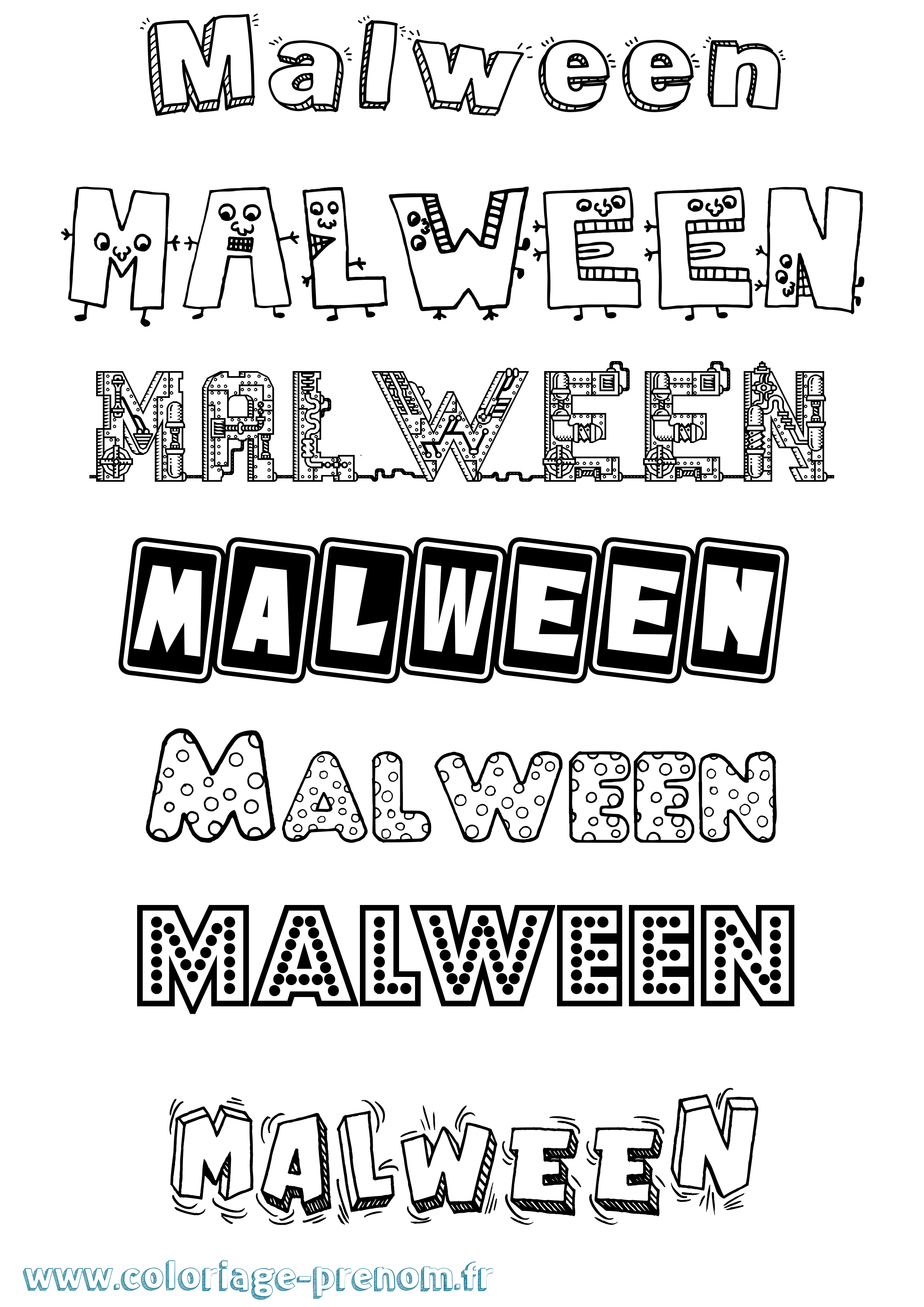 Coloriage Malween Fun Coloriage prénom Malween Fun
