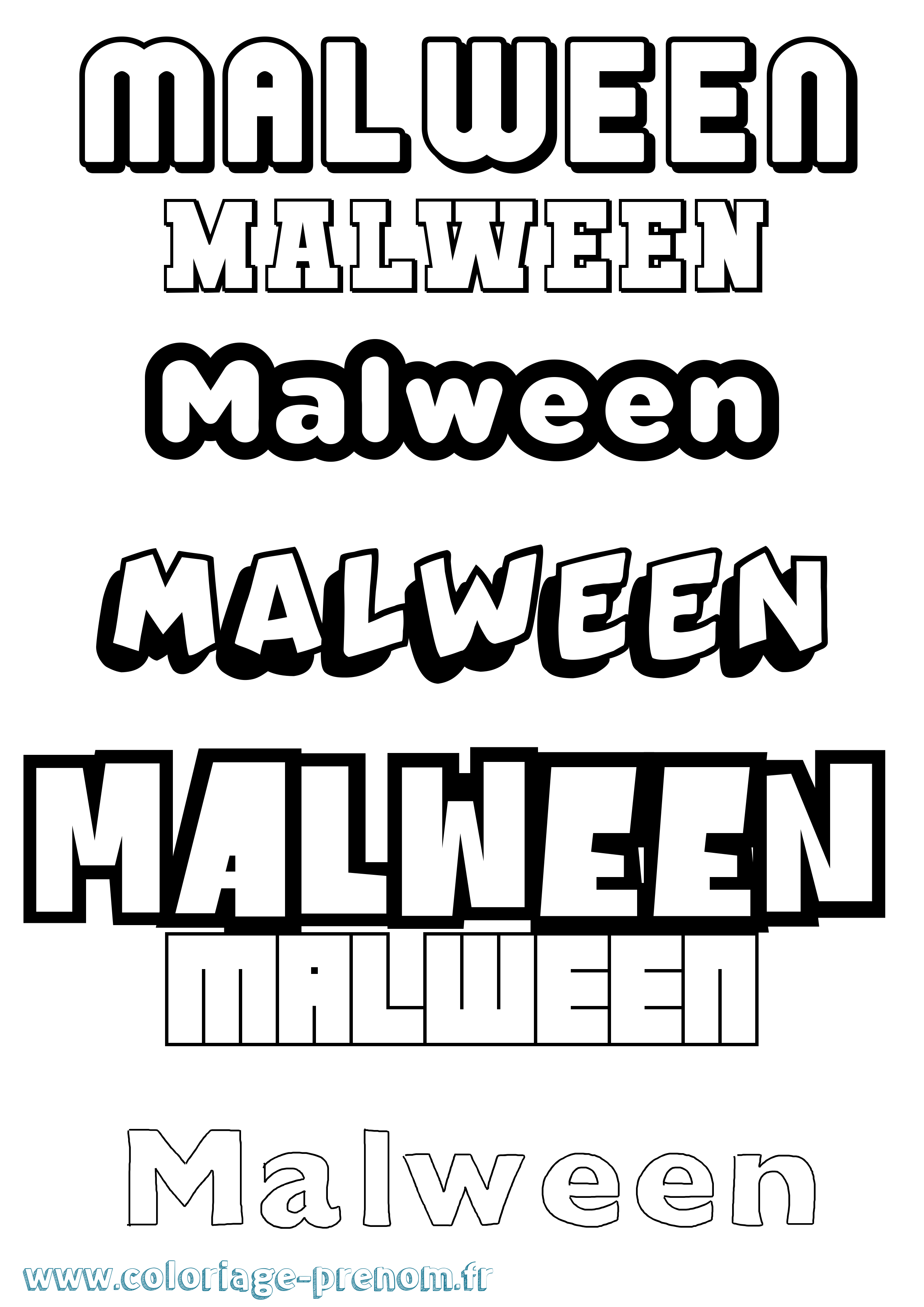 Coloriage Malween Simple Coloriage prénom Malween Simple