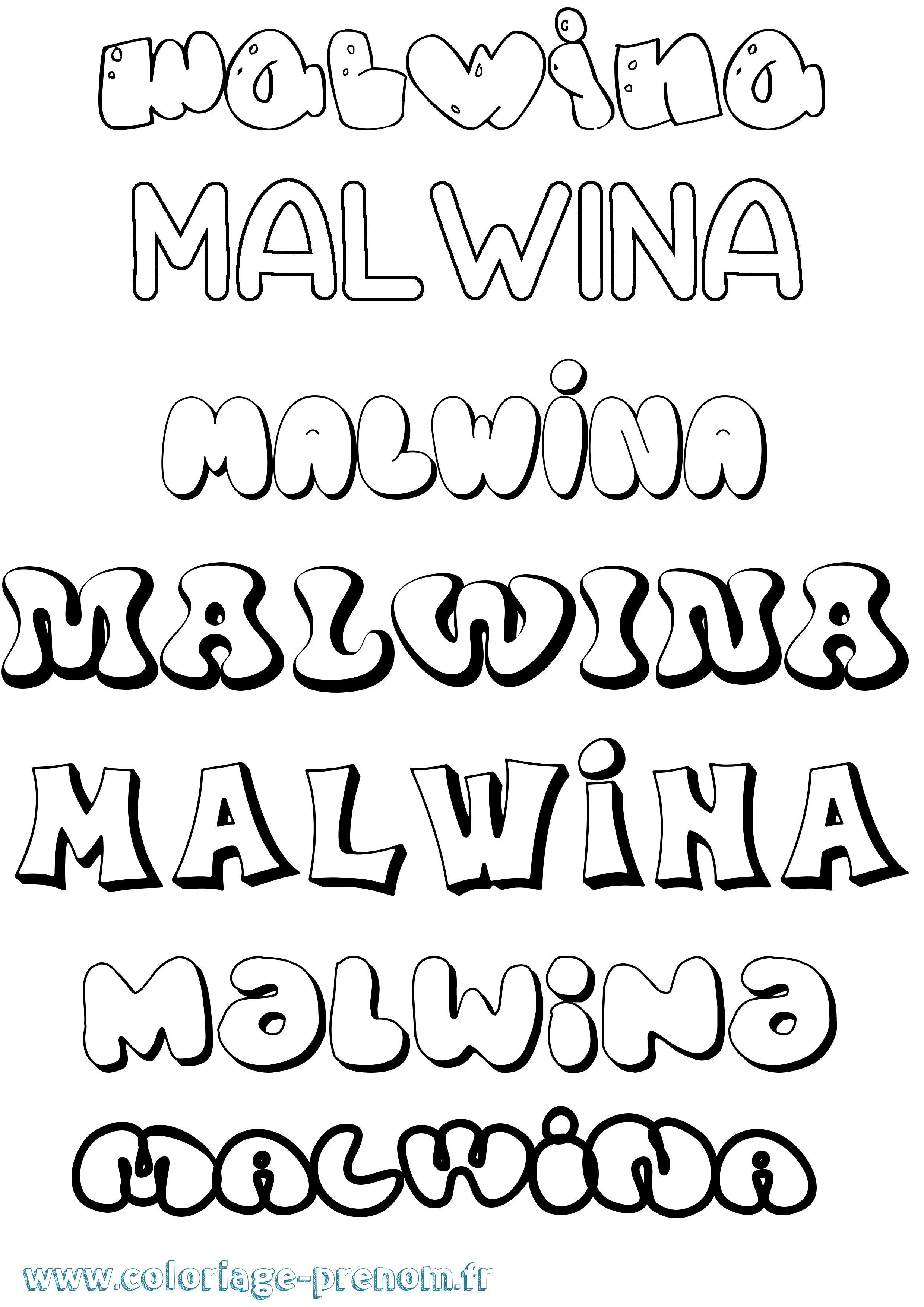 Coloriage Malwina Bubble Coloriage prénom Malwina Bubble