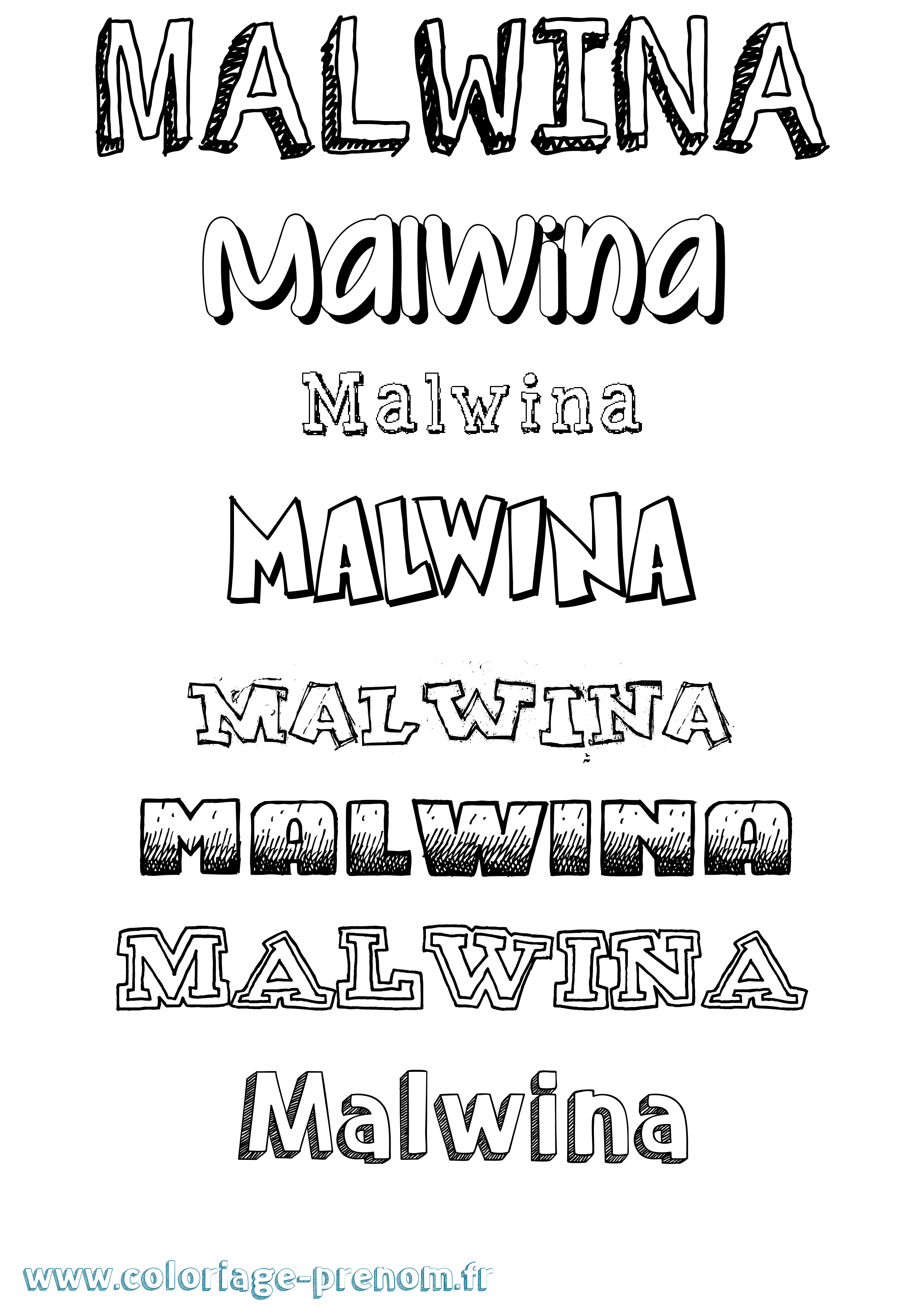 Coloriage Malwina Dessiné Coloriage prénom Malwina Dessiné