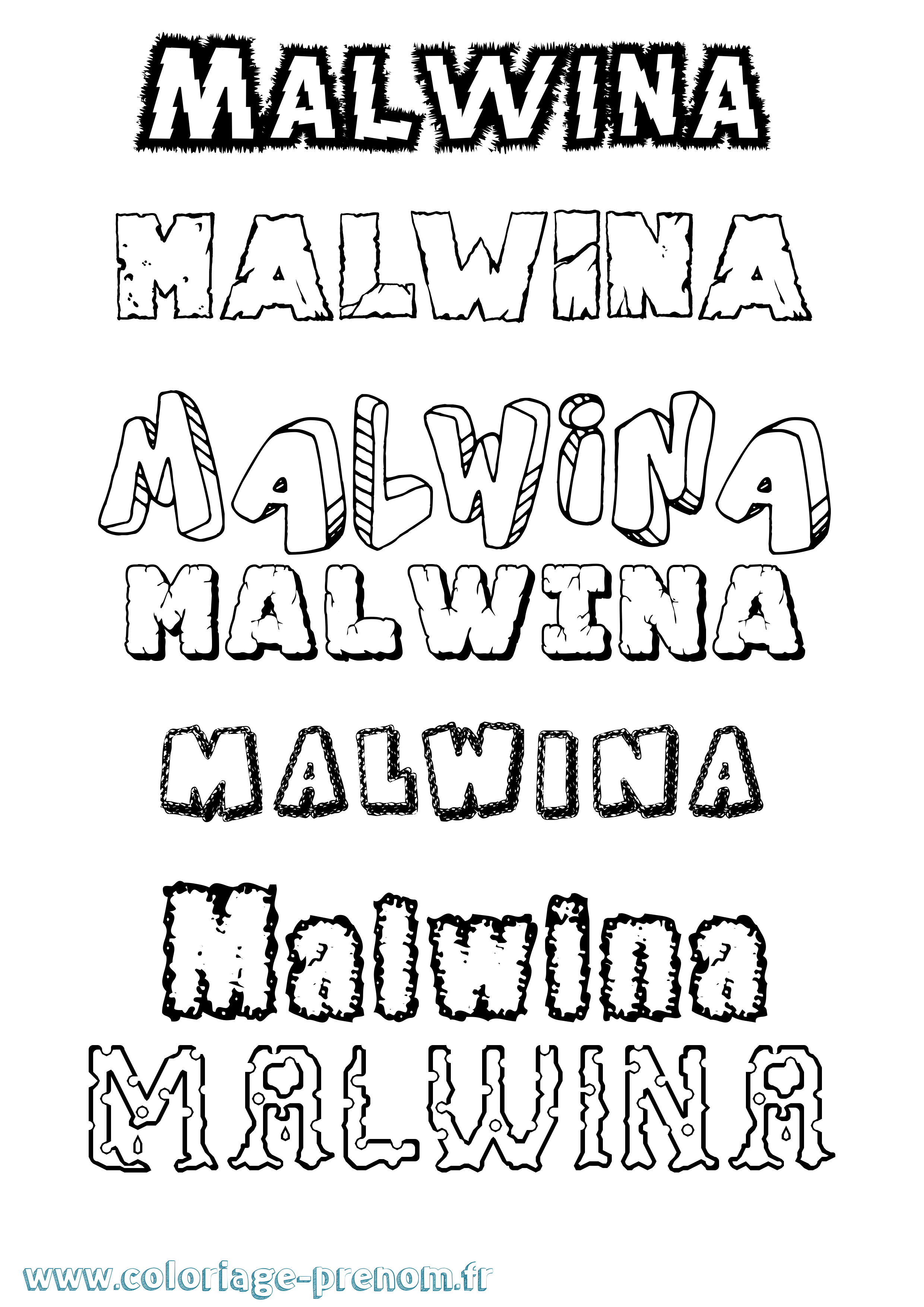 Coloriage Malwina Destructuré Coloriage prénom Malwina Destructuré