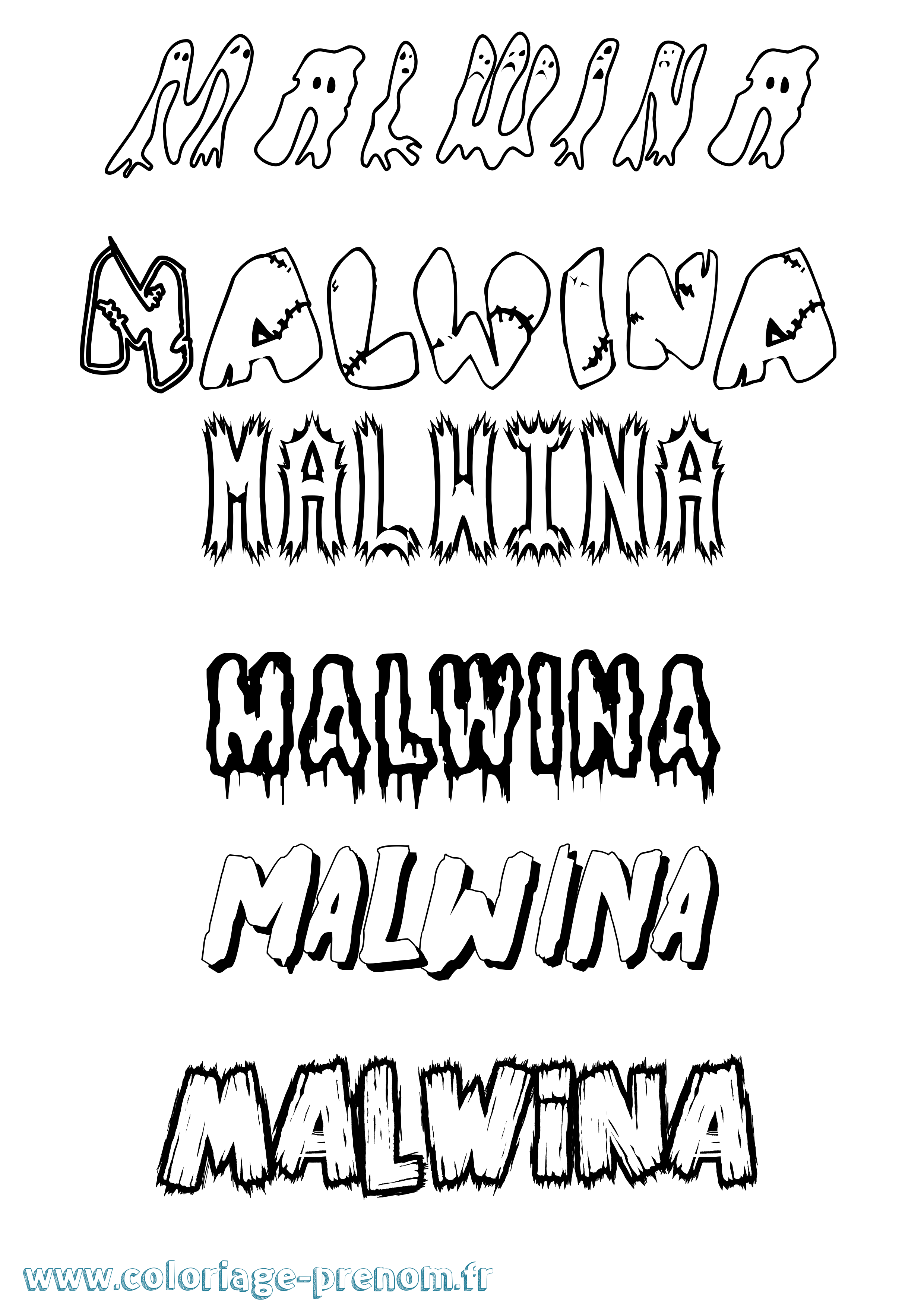 Coloriage Malwina Frisson Coloriage prénom Malwina Frisson