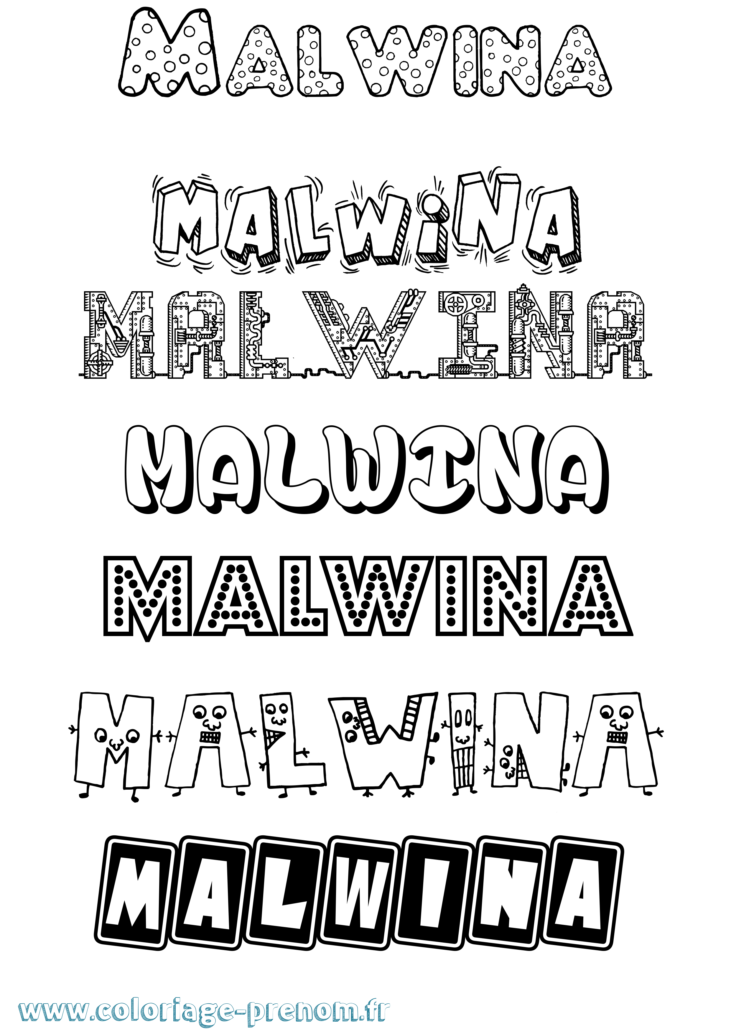 Coloriage Malwina Fun Coloriage prénom Malwina Fun