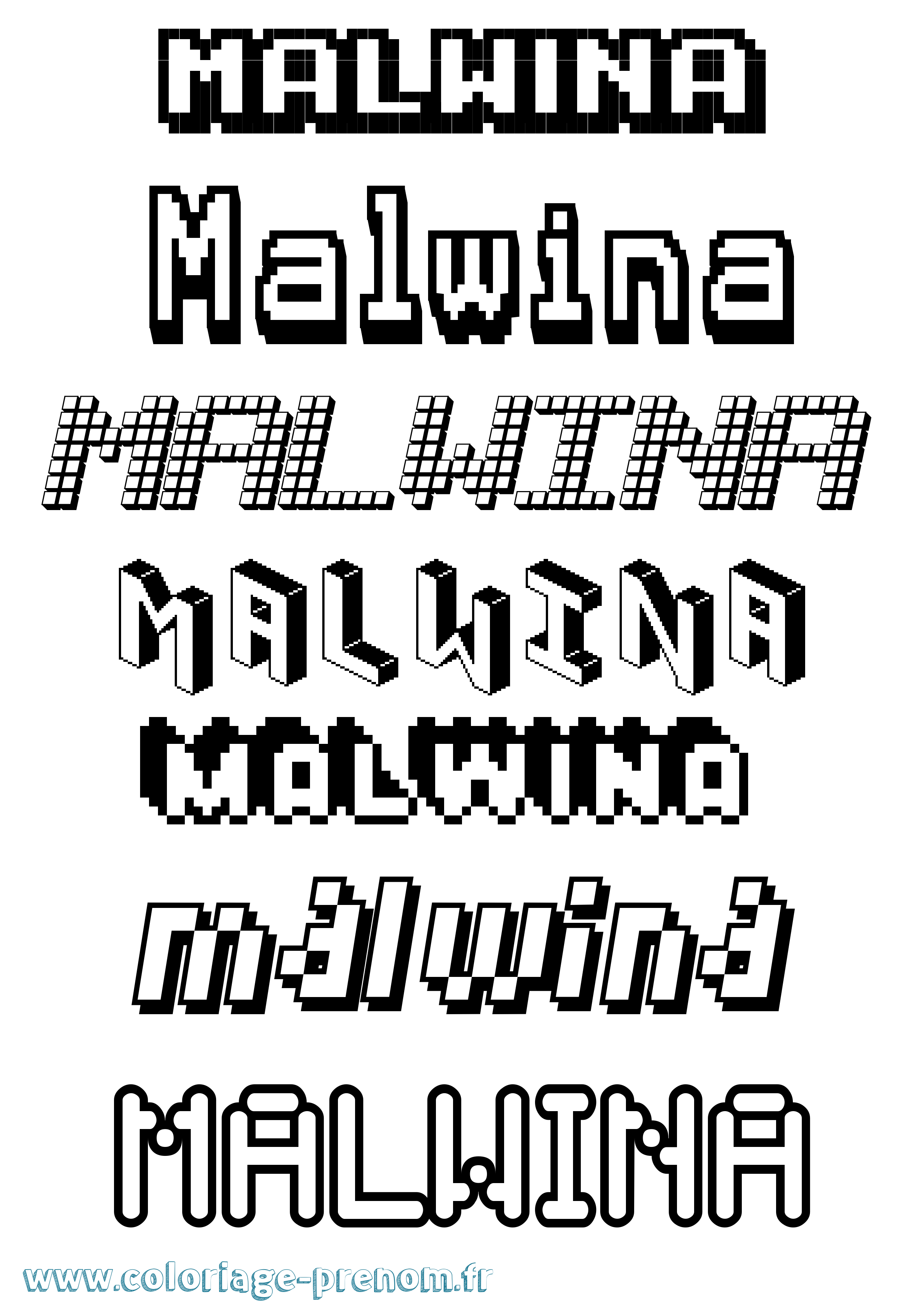 Coloriage Malwina Pixel Coloriage prénom Malwina Pixel