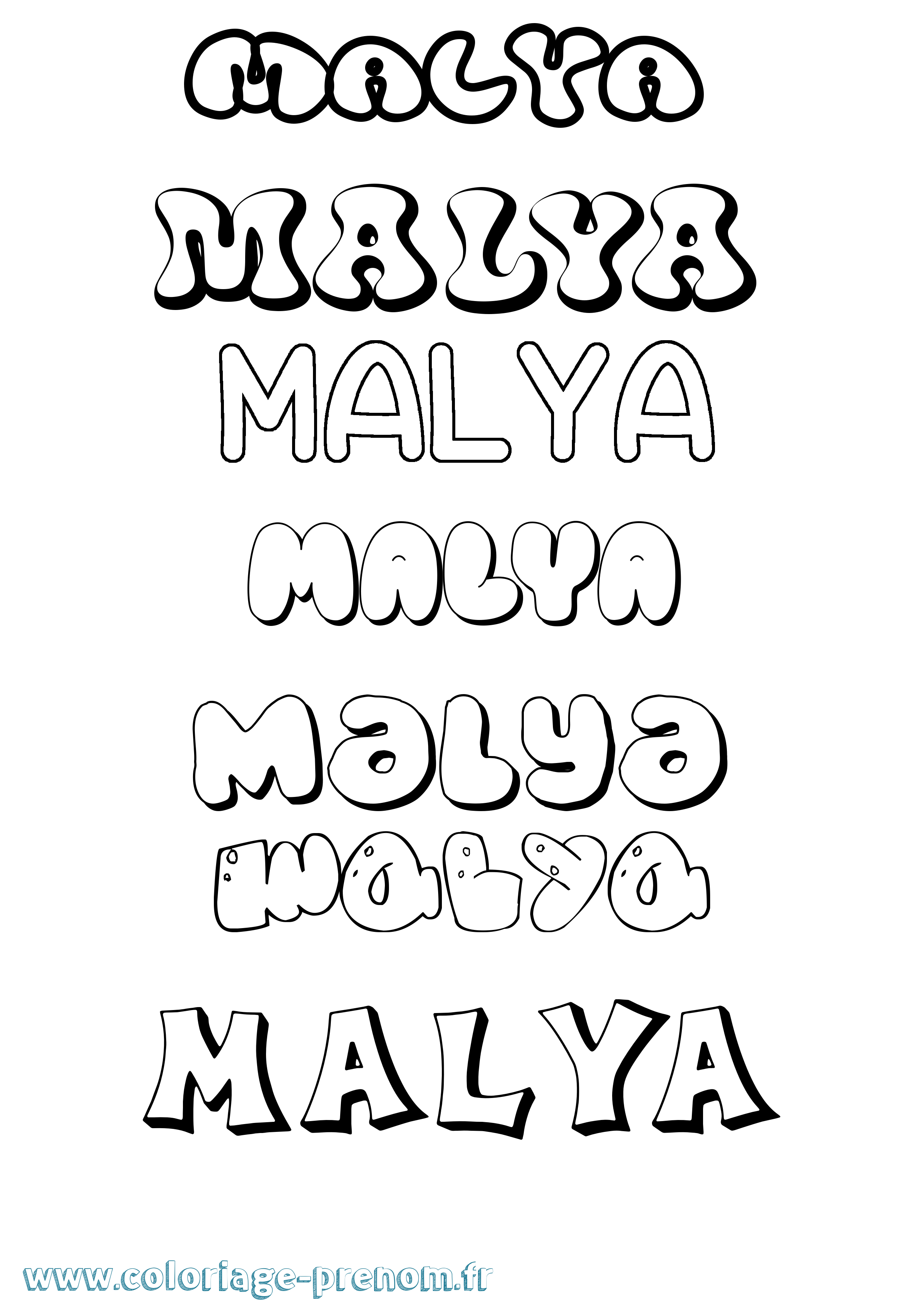 Coloriage Malya Bubble Coloriage prénom Malya Bubble