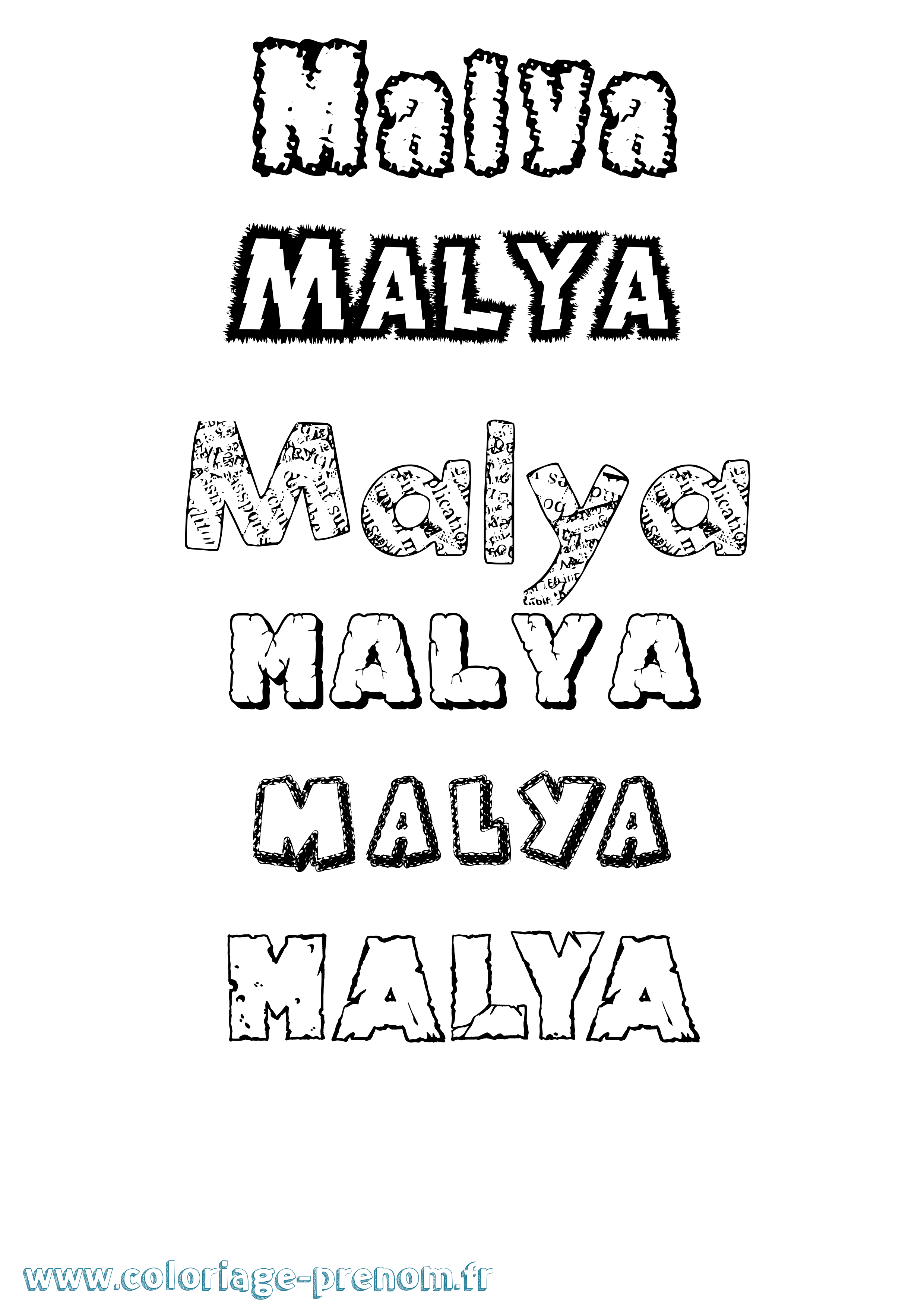 Coloriage Malya Destructuré Coloriage prénom Malya Destructuré