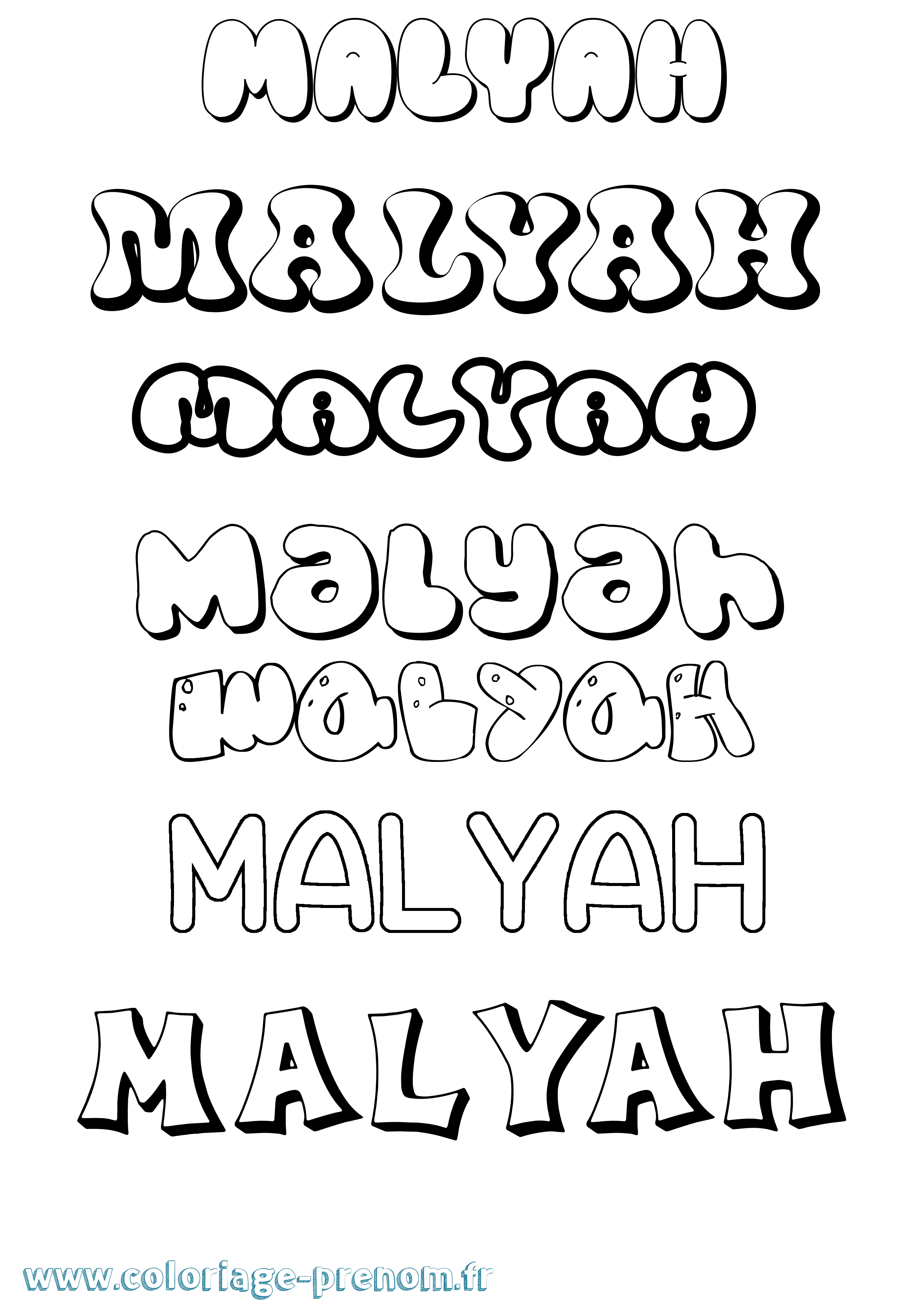Coloriage Malyah Bubble Coloriage prénom Malyah Bubble