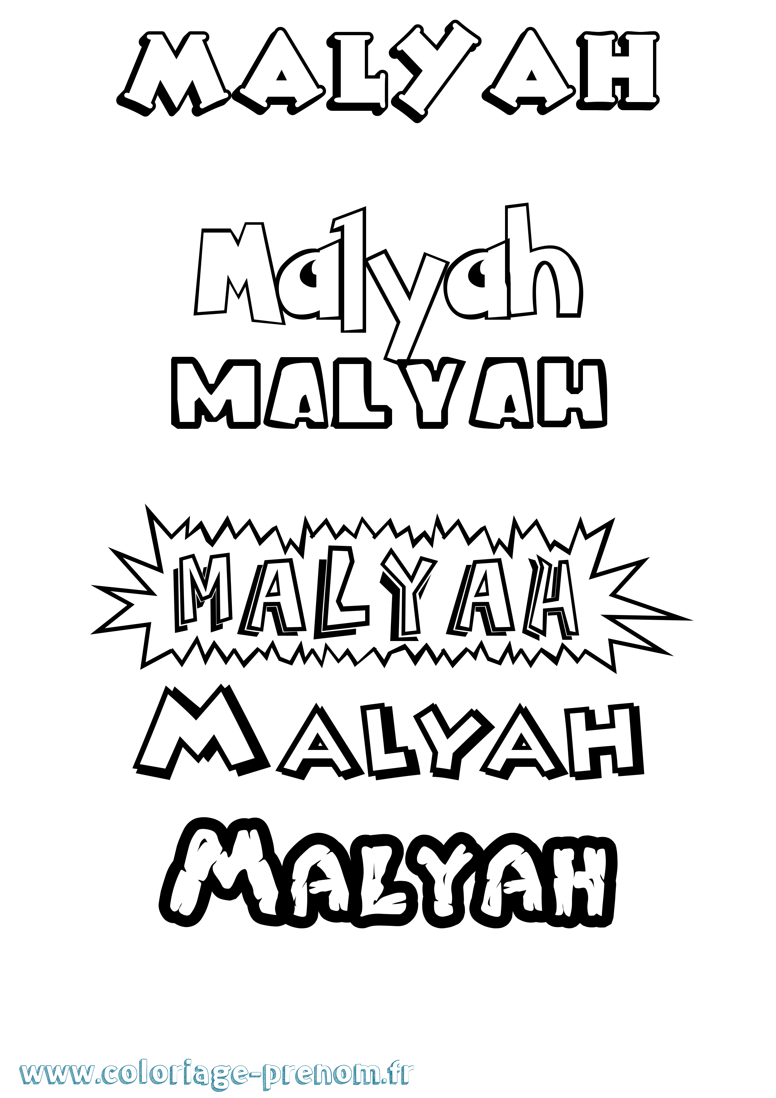 Coloriage Malyah Dessin Animé Coloriage prénom Malyah Dessin Animé