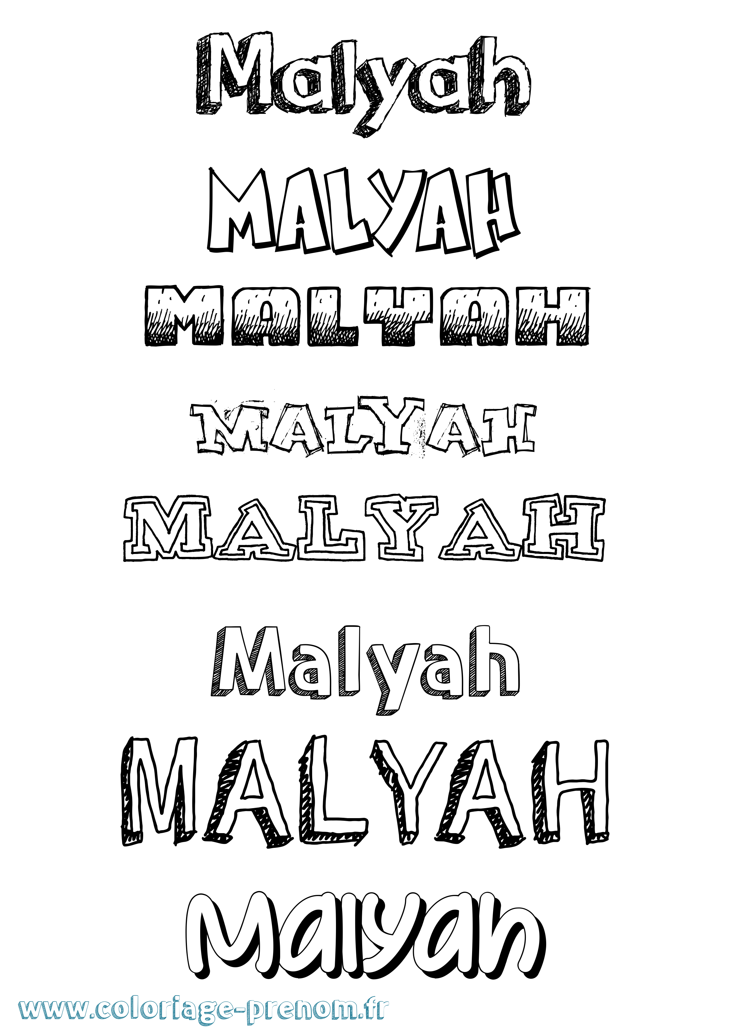 Coloriage Malyah Dessiné Coloriage prénom Malyah Dessiné