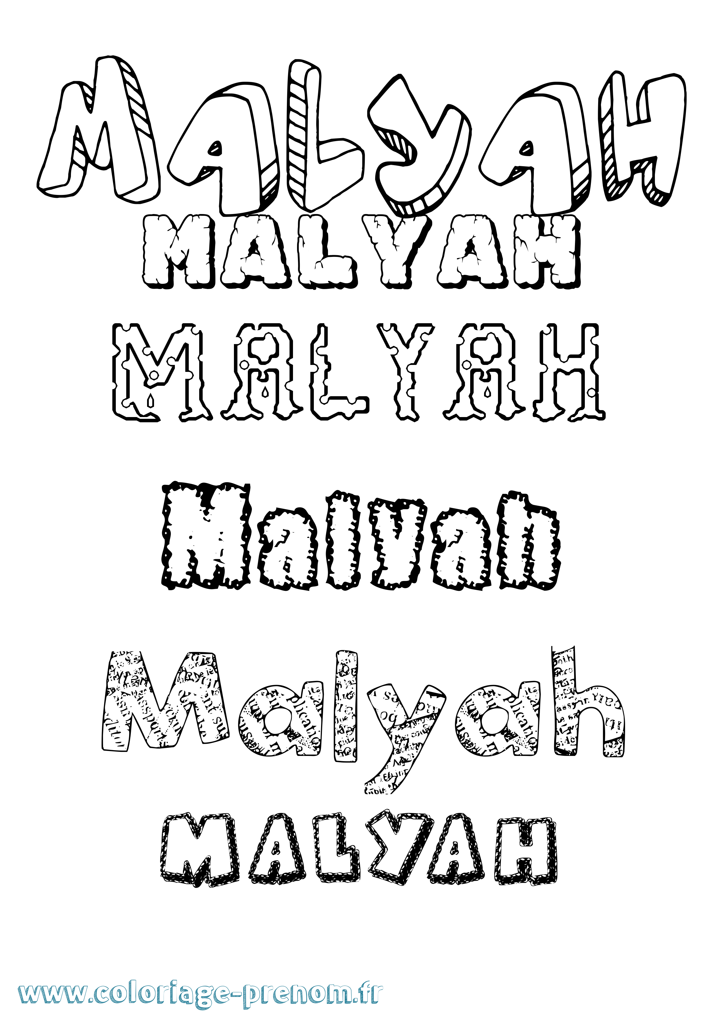Coloriage Malyah Destructuré Coloriage prénom Malyah Destructuré