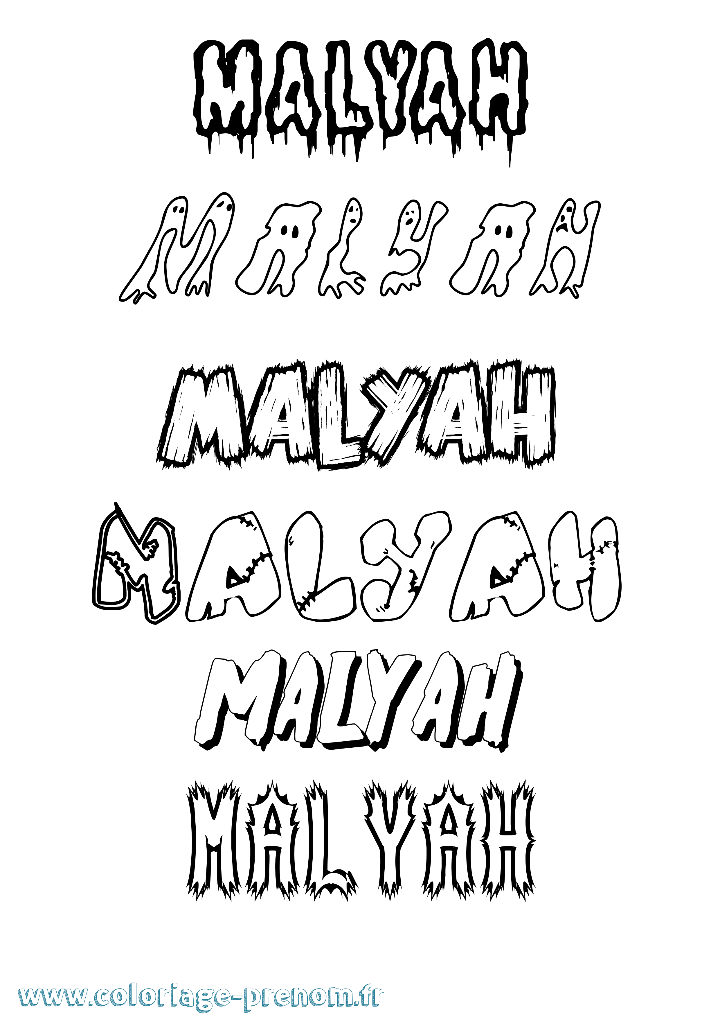Coloriage Malyah Frisson Coloriage prénom Malyah Frisson