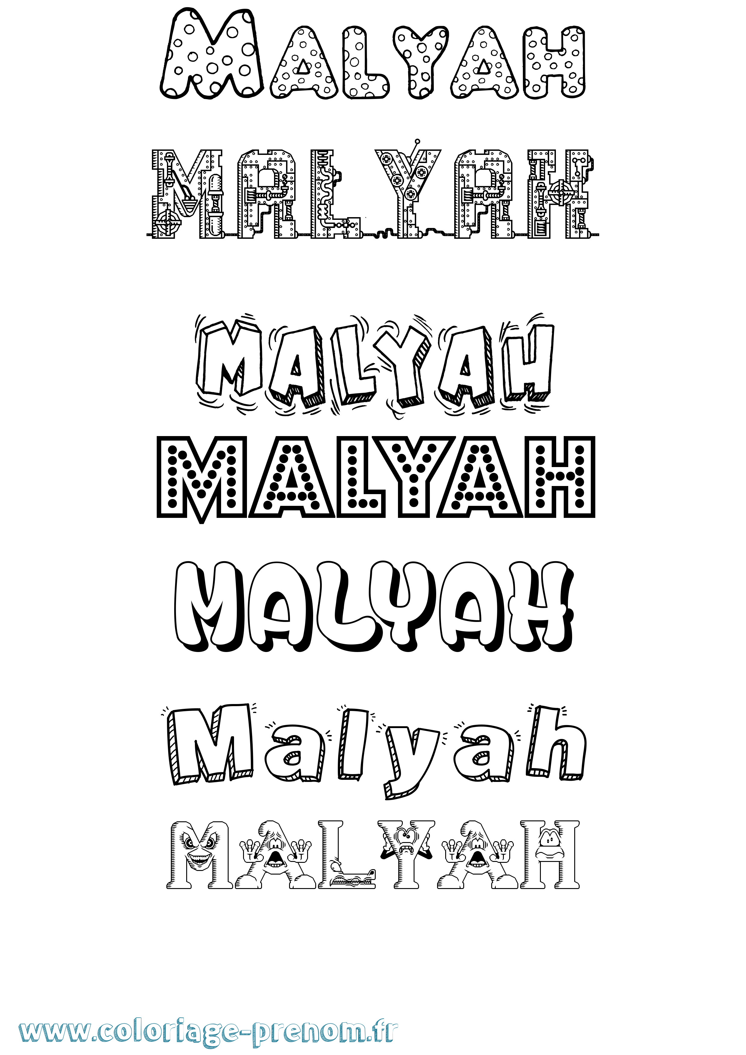 Coloriage Malyah Fun Coloriage prénom Malyah Fun
