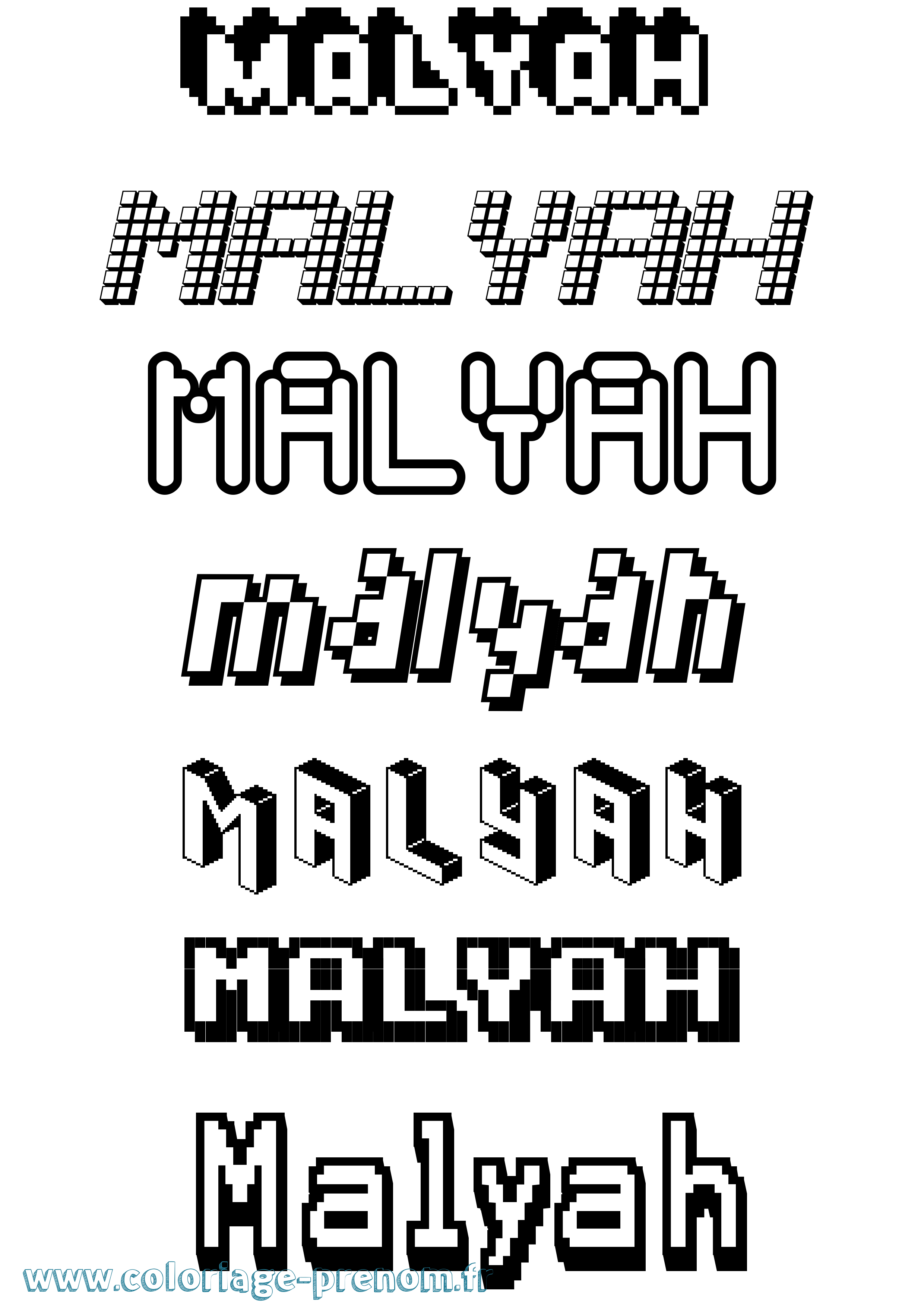Coloriage Malyah Pixel Coloriage prénom Malyah Pixel